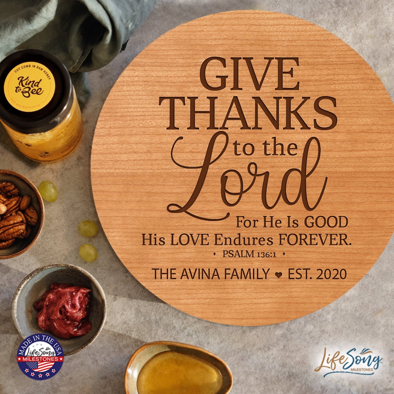 Personalized Modern Inspirational Family and Home Lazy Susan Turntable 12x12 - Family - LifeSong Milestones