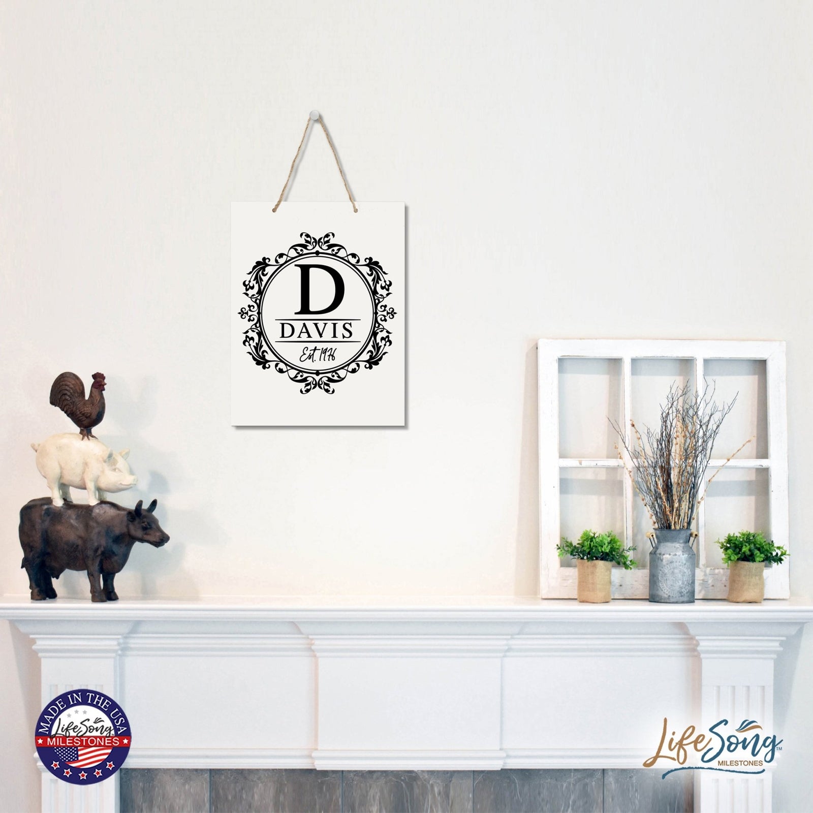 Personalized Modern Inspirational Wooden Wall Art Hanging Sign 12x15in - Davis (EST) - For Family And Home Decorations - LifeSong Milestones