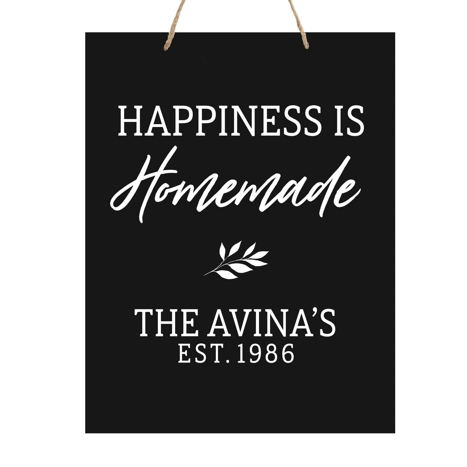 Personalized Modern Inspirational Wooden Wall Art Hanging Sign 12x15in - Happiness Is Homemade - For Family And Home Decorations - LifeSong Milestones