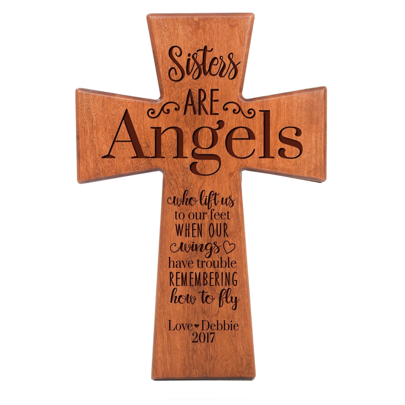 Personalized Sister Wall Cross 12x17 - Sisters Are Angels - LifeSong Milestones
