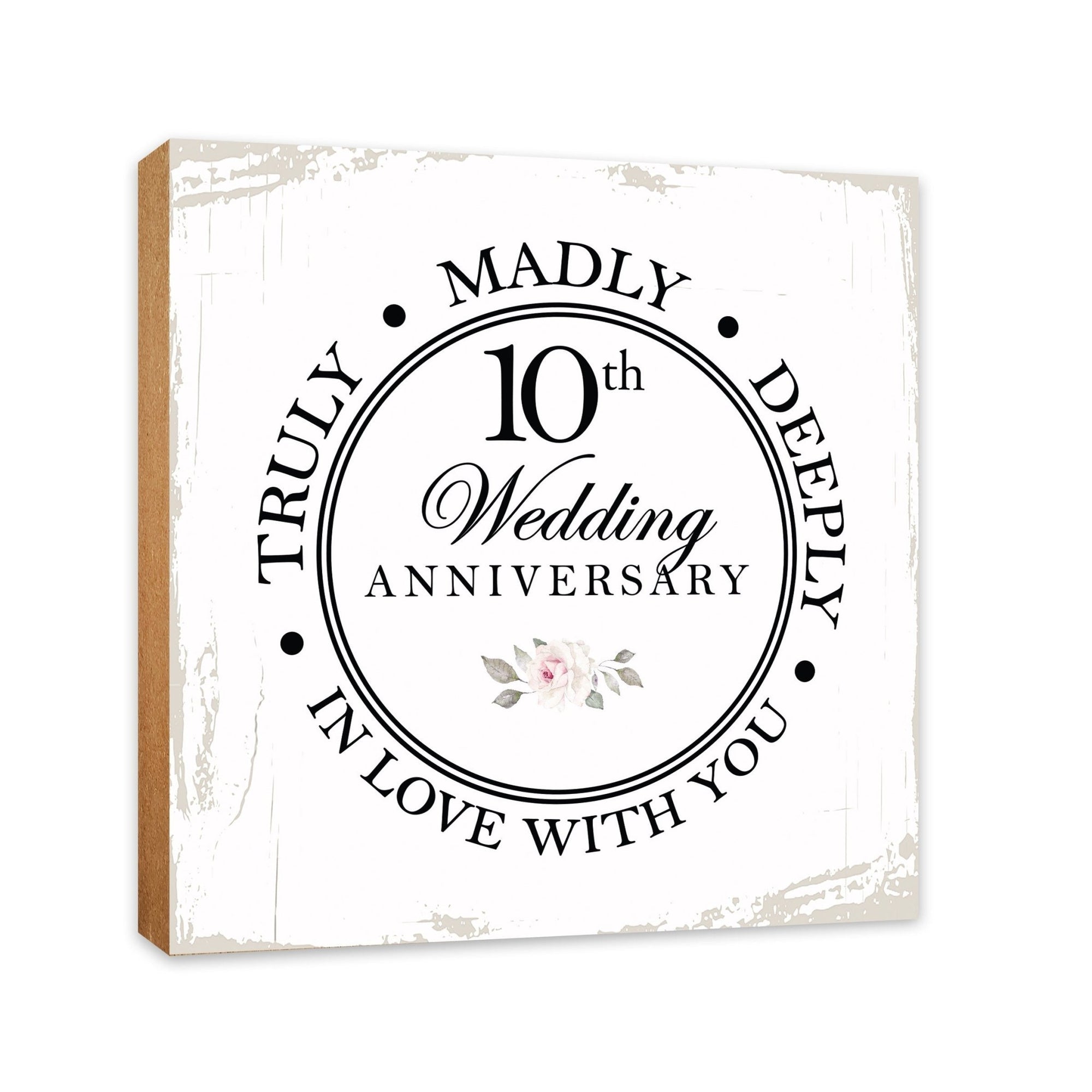 10th Wedding Anniversary Unique Shelf Decor and Tabletop Signs Gift for Couples - In Love With You - LifeSong Milestones