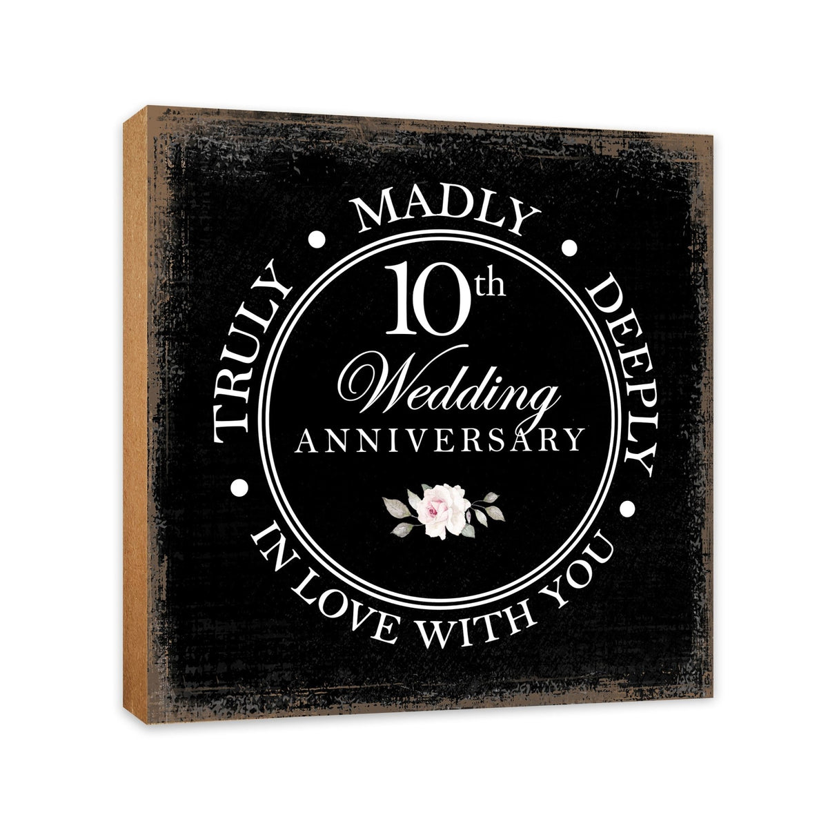 10th Wedding Anniversary Unique Shelf Decor and Tabletop Signs Gift for Couples - In Love With You - LifeSong Milestones