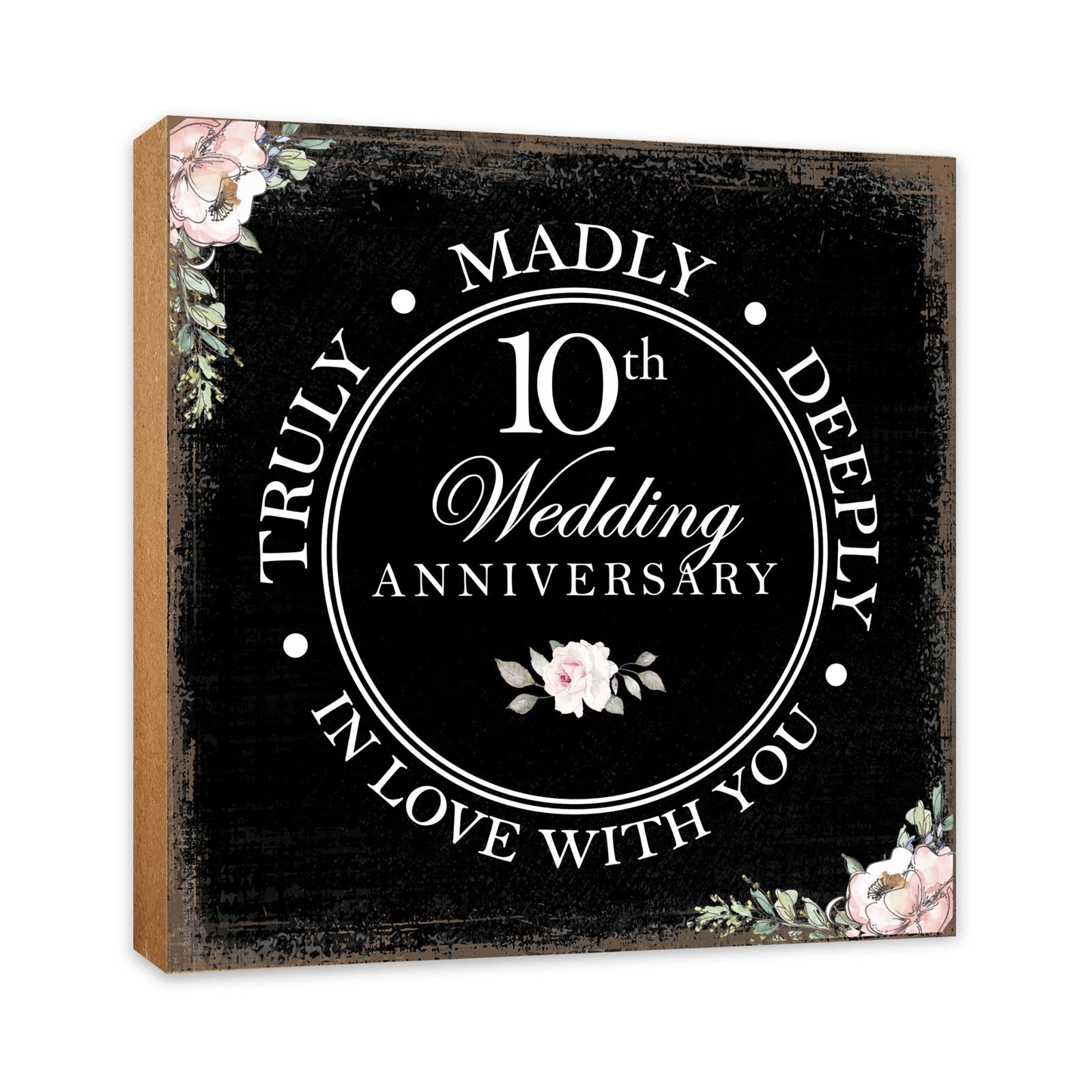 10th Wedding Anniversary Unique Shelf Decor and Tabletop Signs Gift for Couples - In Love With You - LifeSong Milestones