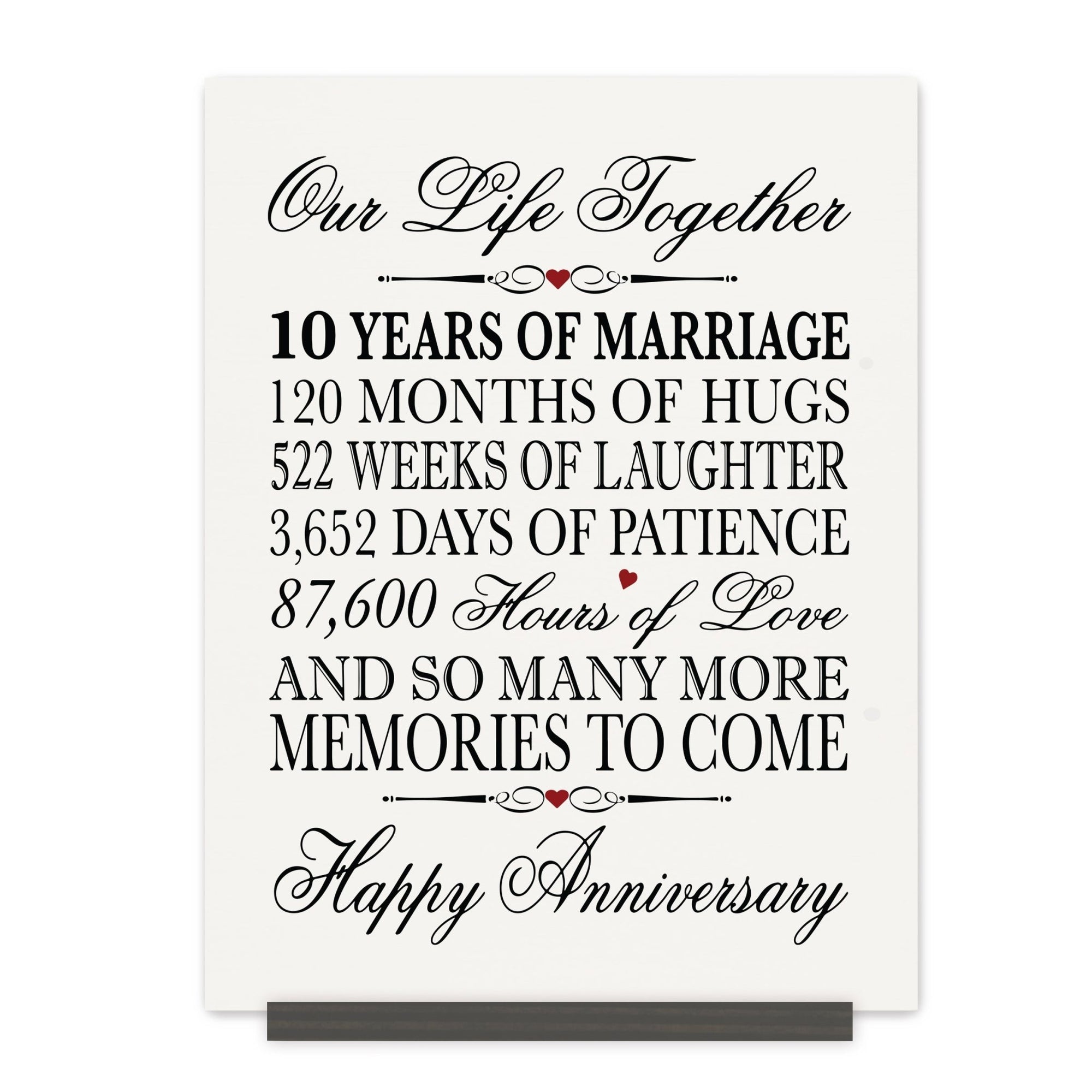 10th Wedding Anniversary Wall Plaque - Our Life Together - LifeSong Milestones