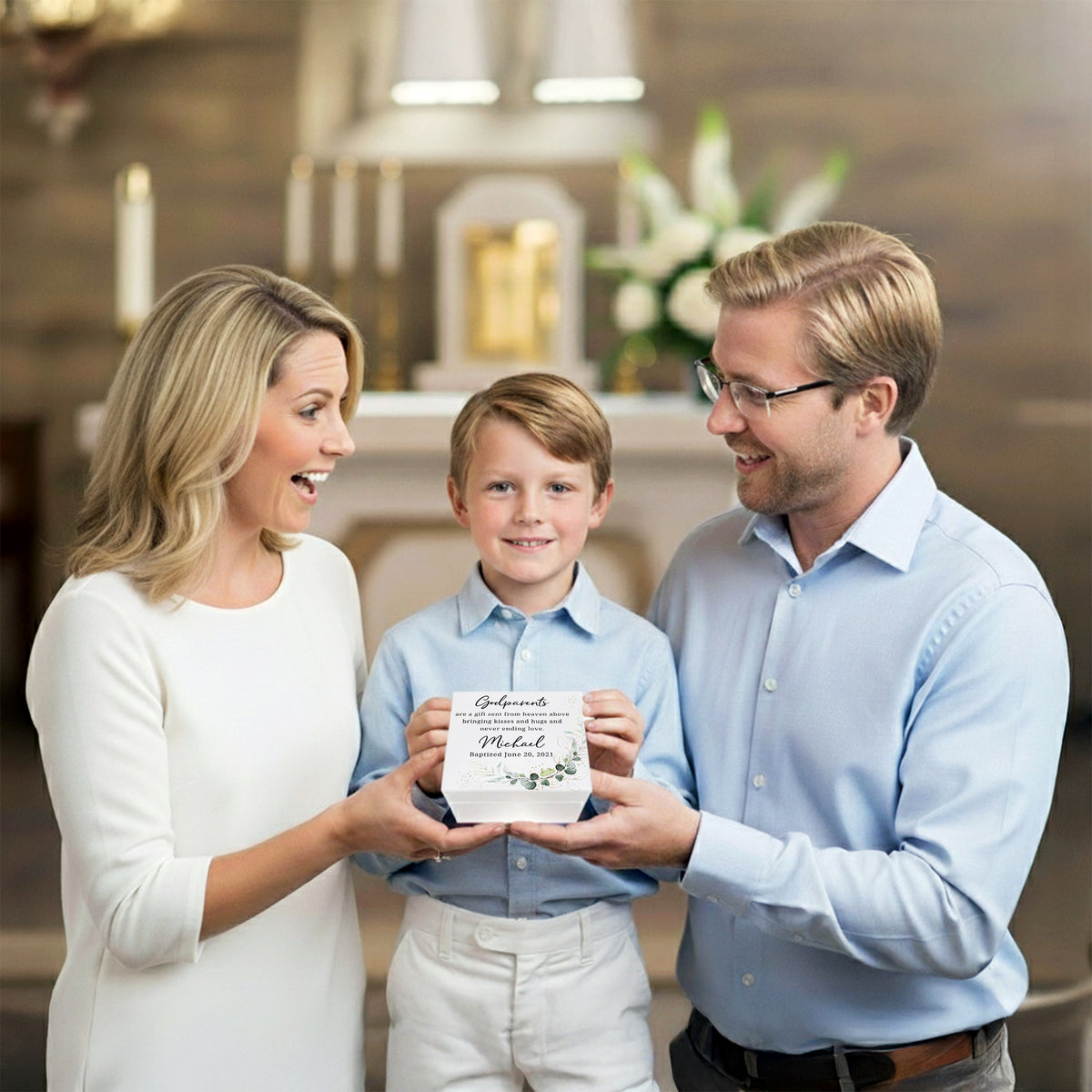 Personalized Baptism Keepsake Jewelry Box Gift for Boys and Girls - Godparents Are A Gift Sent