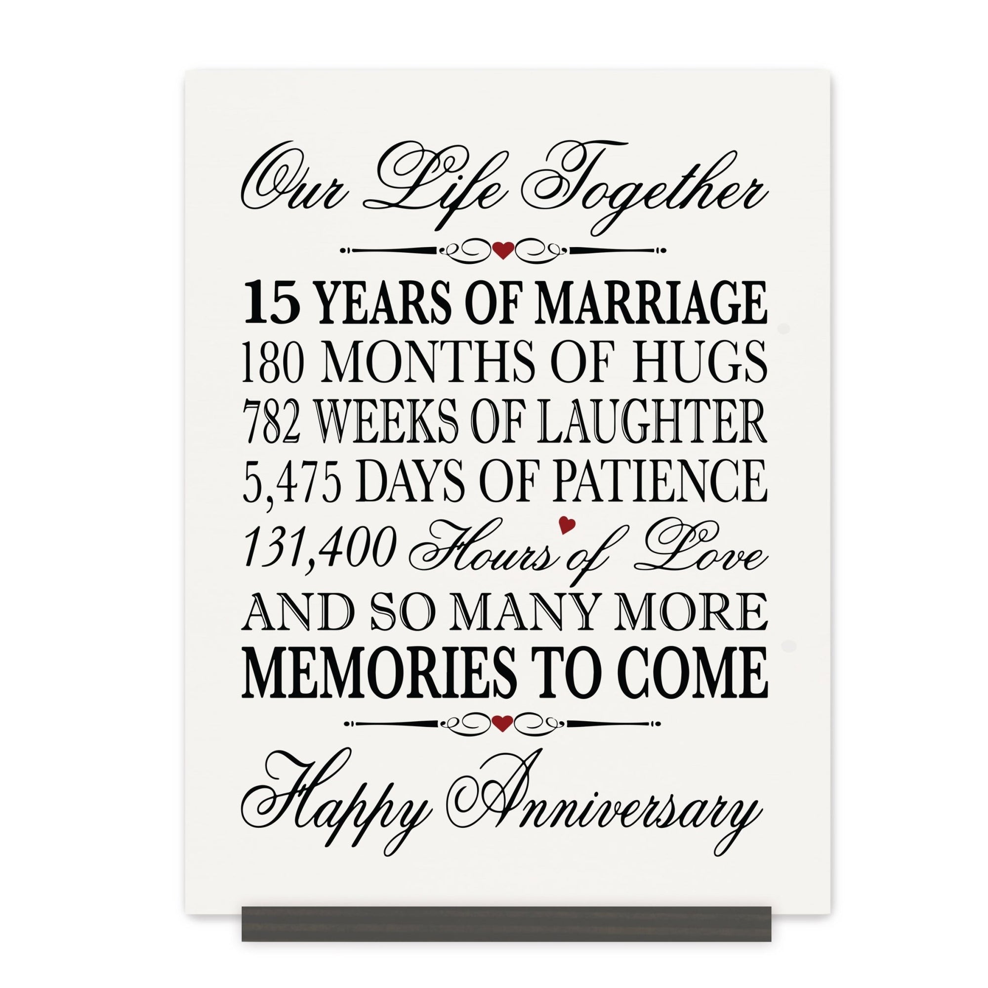 15th Wedding Anniversary Wall Plaque - Our Life Together - LifeSong Milestones