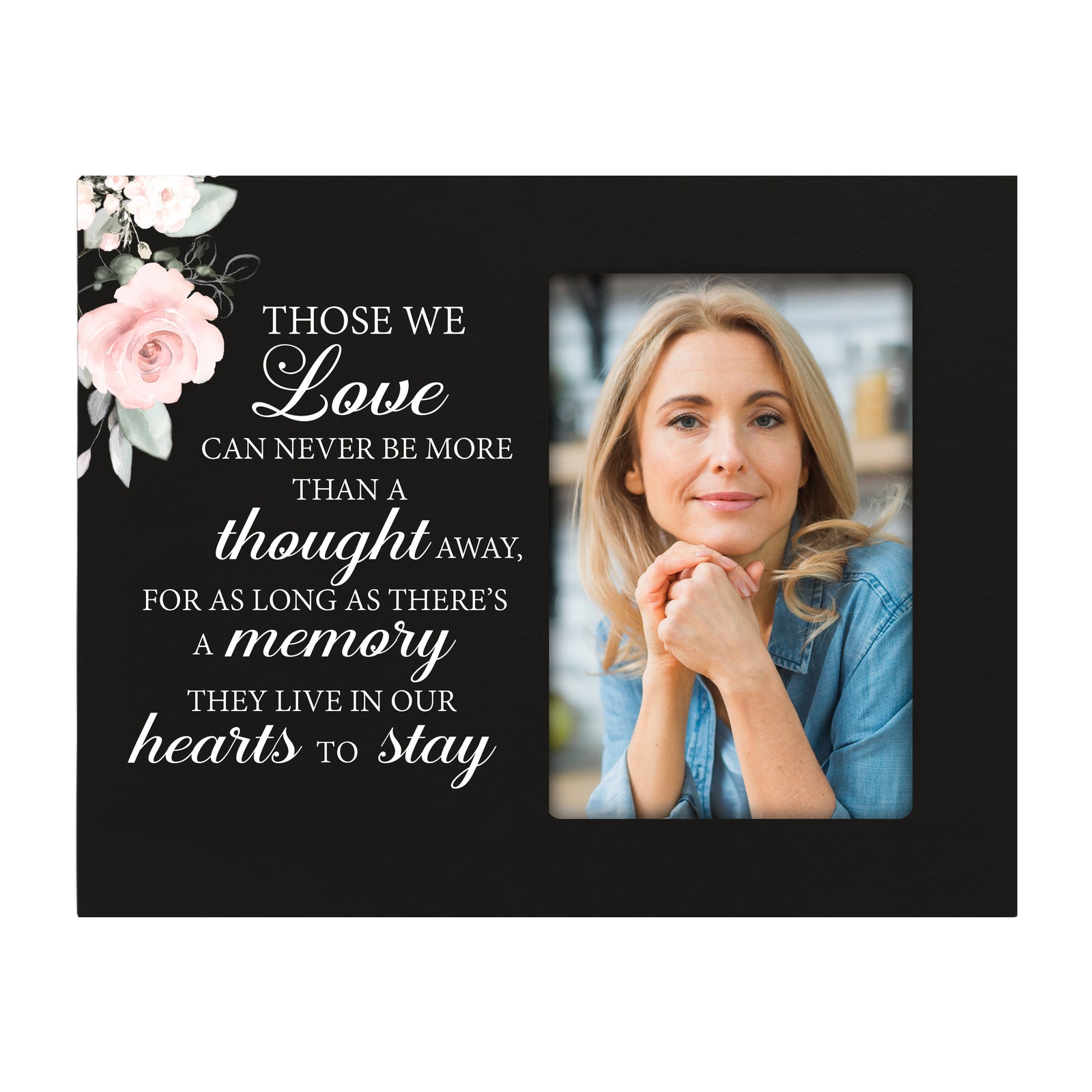 Rustic-Inspired Wooden Human Memorial Frames That Holds A 4x6in Photo - Those We Love (Flower)