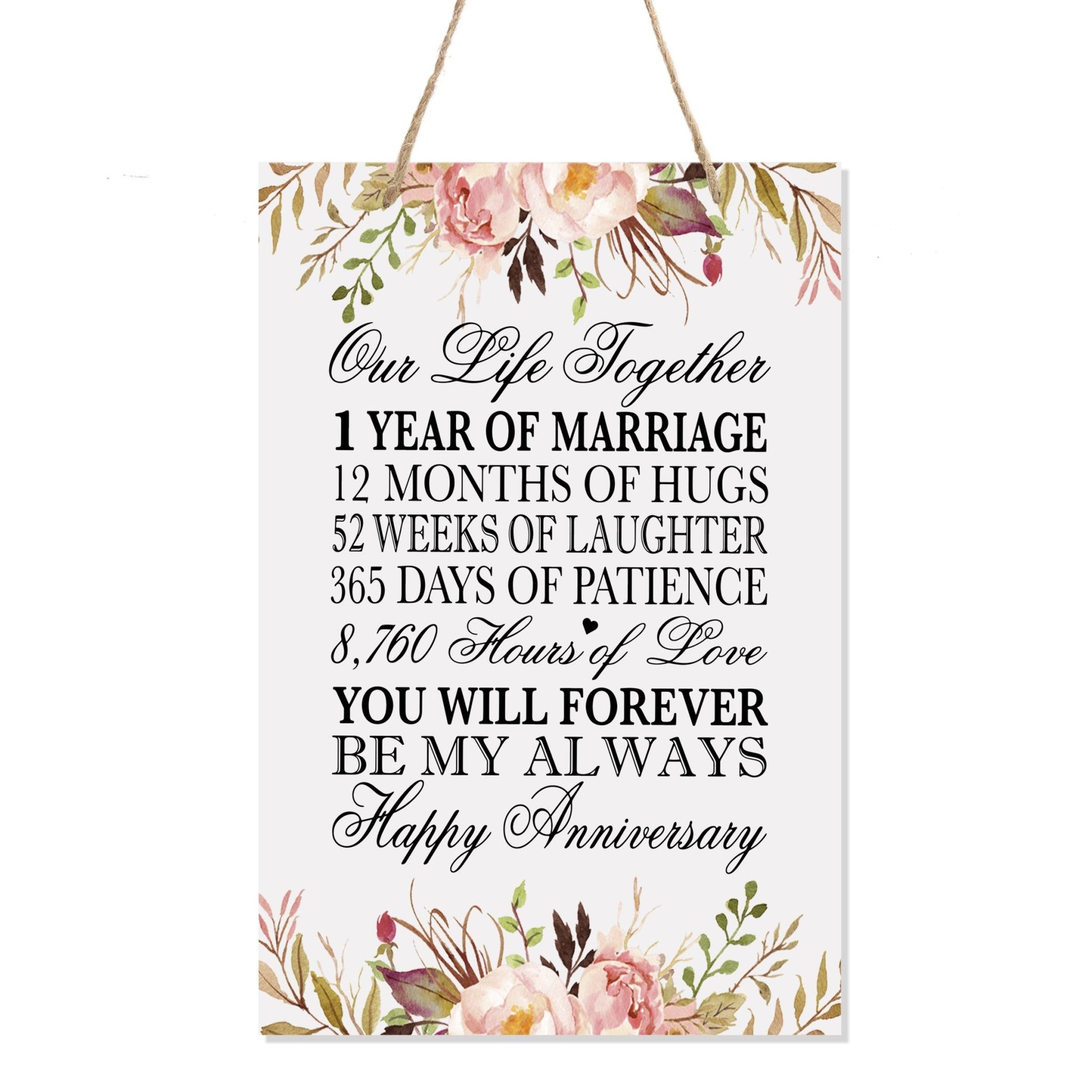 1st Wedding Anniversary Rope Sign - Our Life Together - LifeSong Milestones