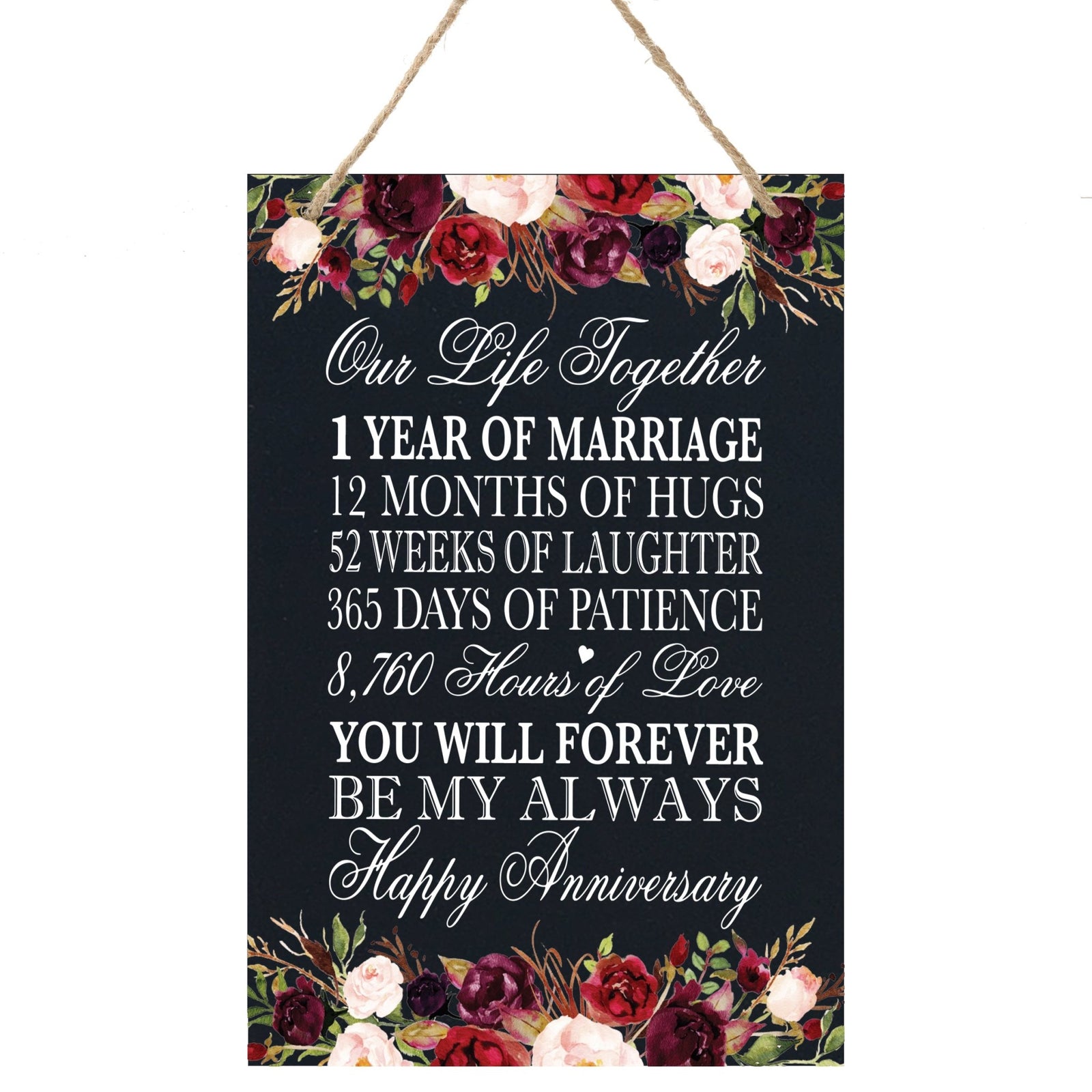 1st Wedding Anniversary Rope Sign - Our Life Together - LifeSong Milestones