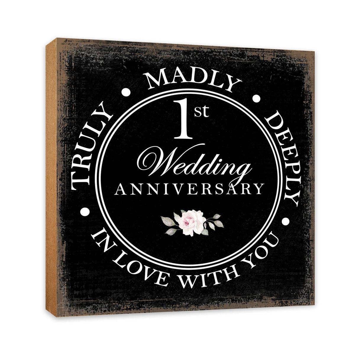 1st Wedding Anniversary Unique Shelf Decor and Tabletop Signs Gift for Couples - In Love With You - LifeSong Milestones