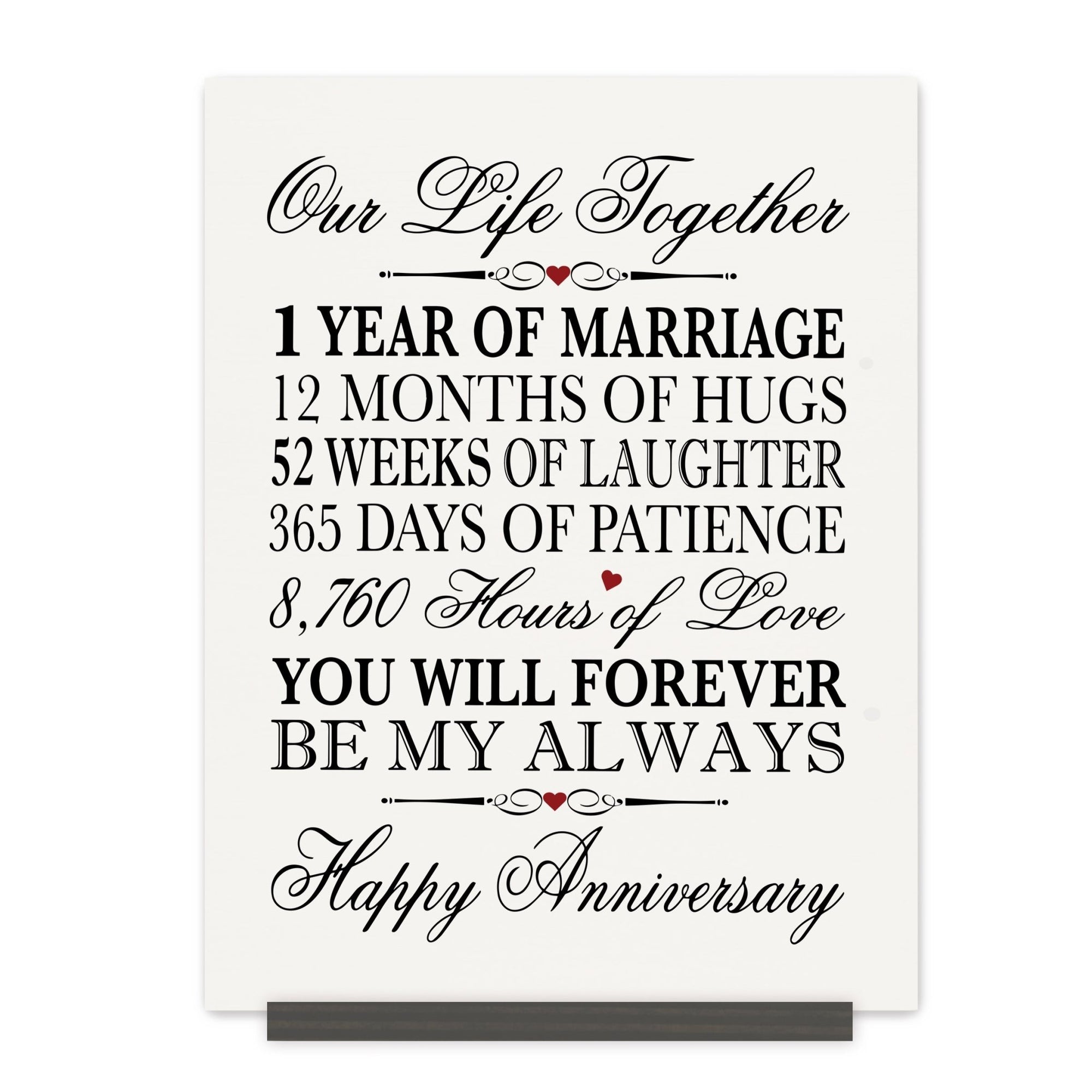 1st Wedding Anniversary Wall Plaque - Our Life Together - LifeSong Milestones