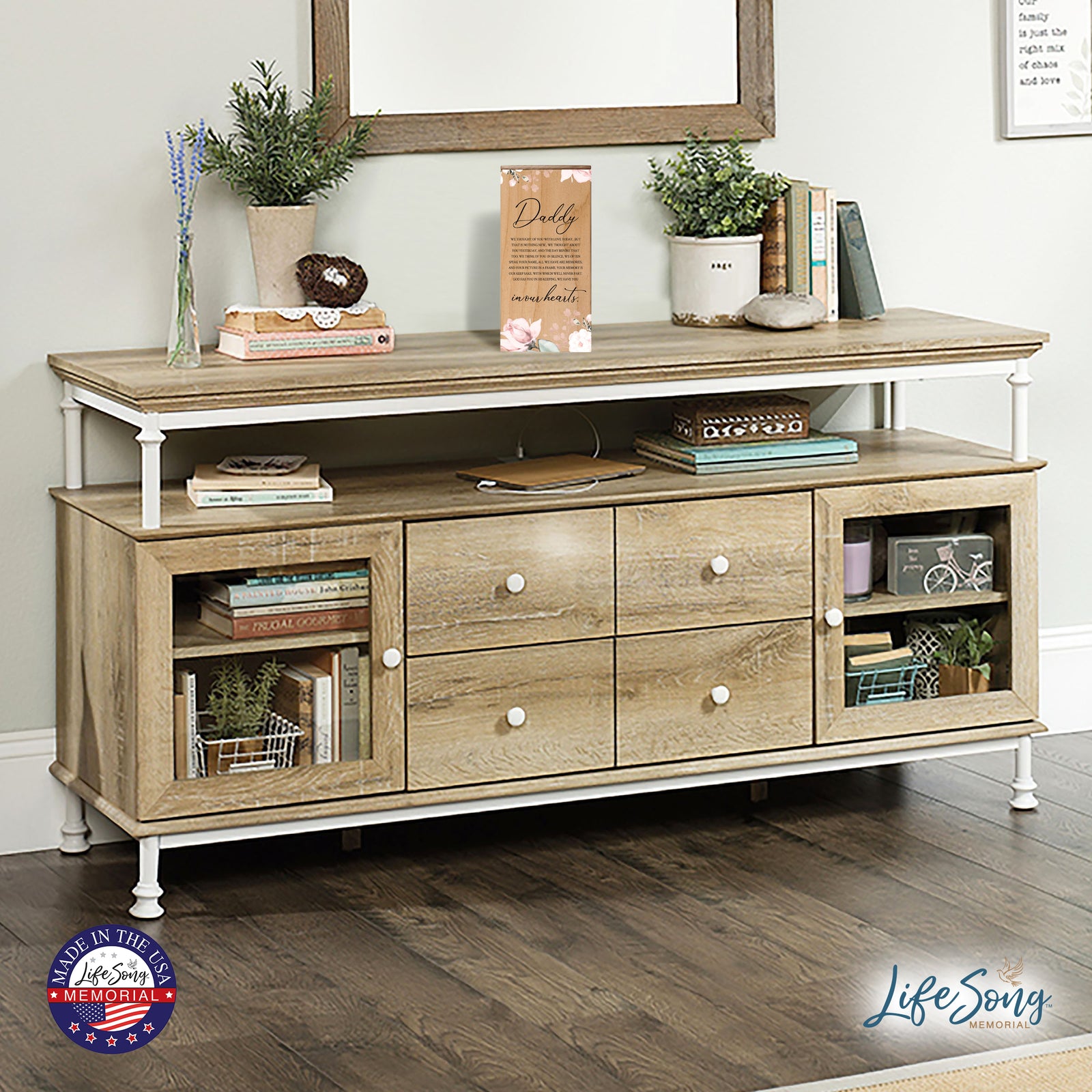 Engraved Wooden Funeral Urn Box for Human Ashes