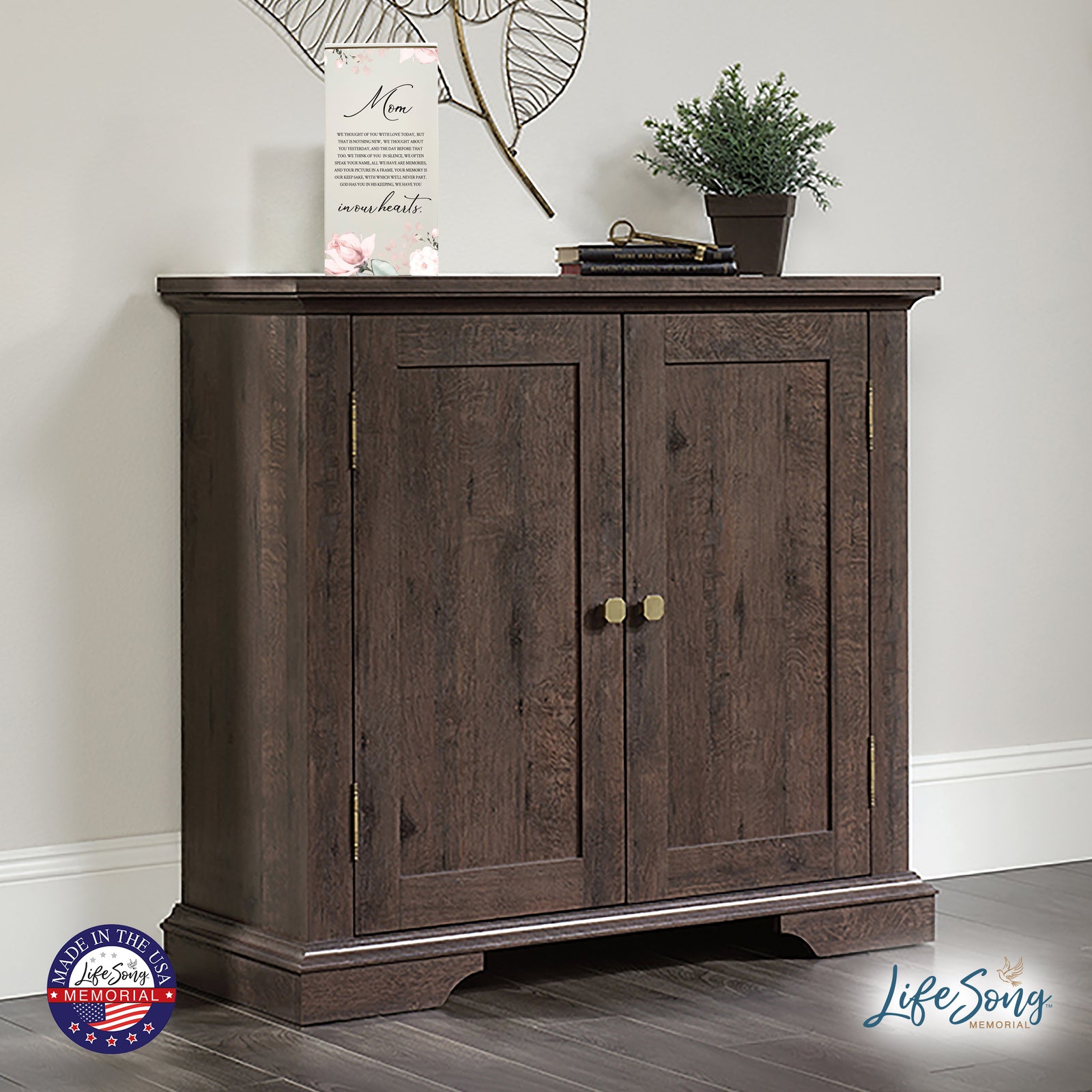 Engraved Wooden Funeral Urn Box for Human Ashes