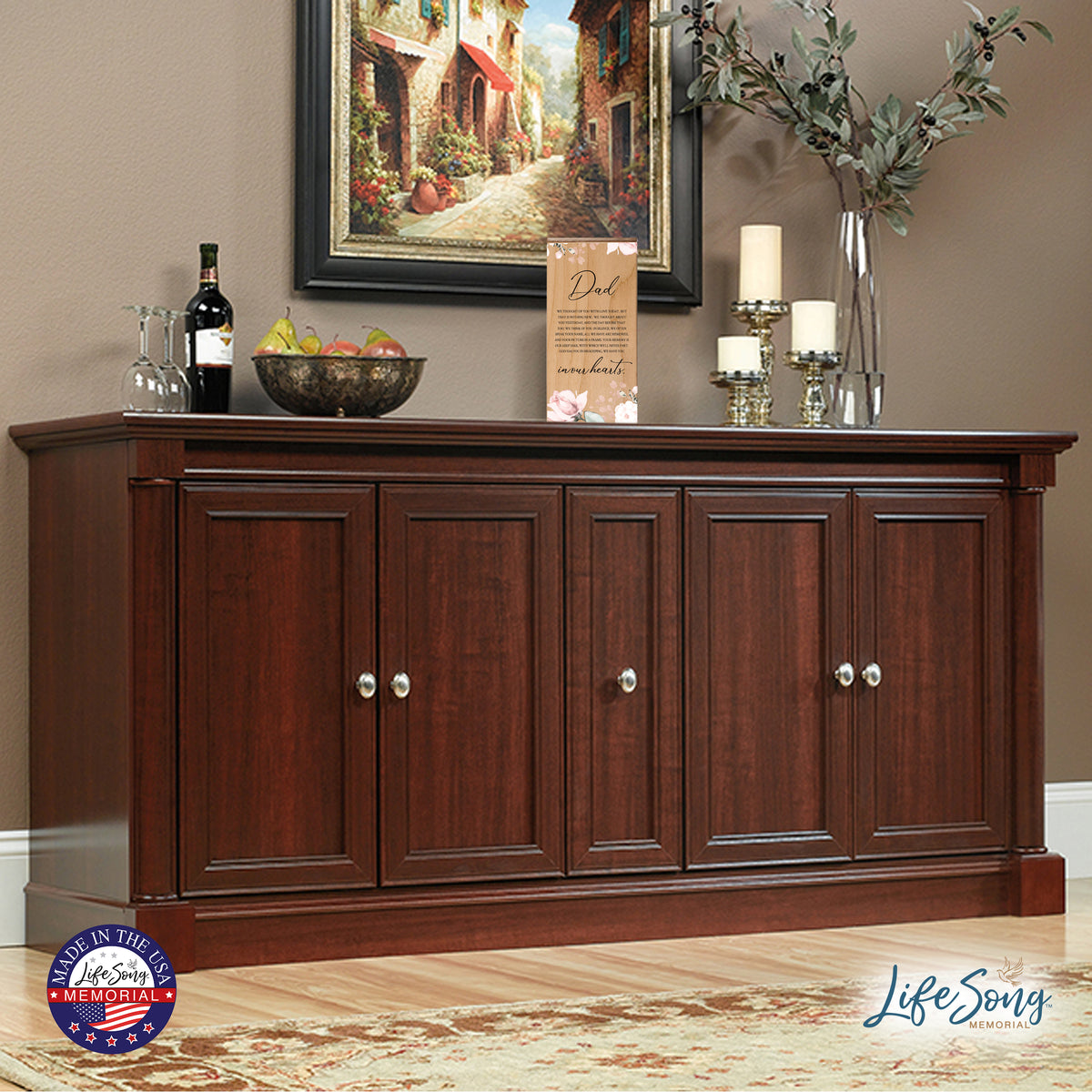 Engraved Wooden Funeral Urn Box for Human Ashes