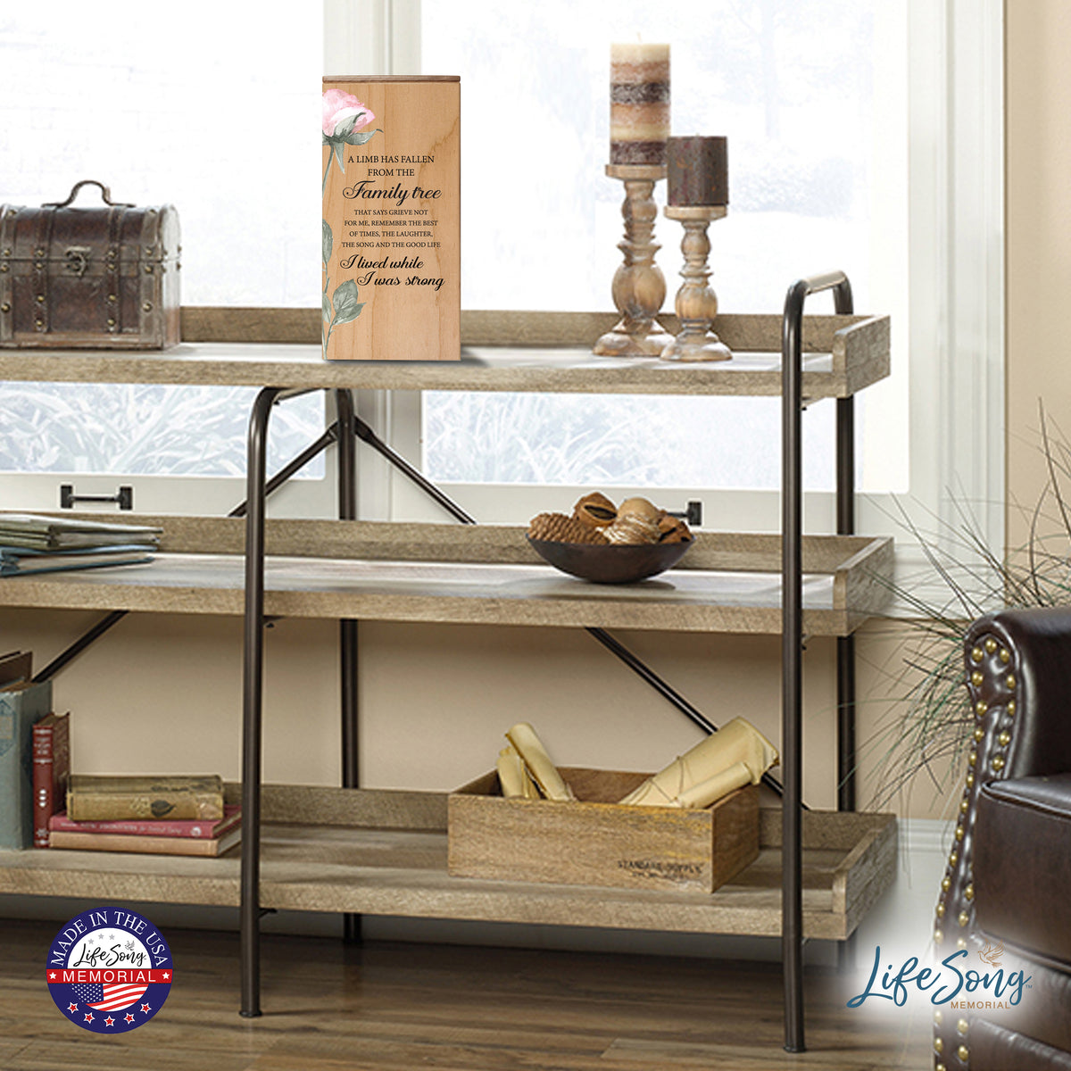 Engraved Wooden Funeral Urn Box for Human Ashes