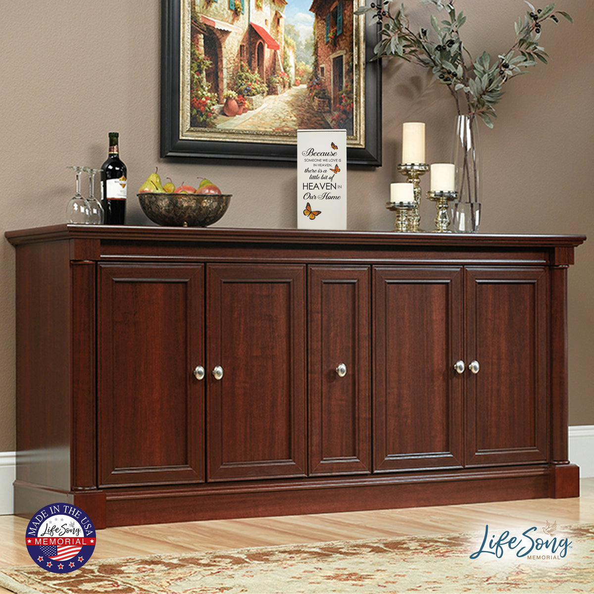 Engraved Wooden Funeral Urn Box for Human Ashes