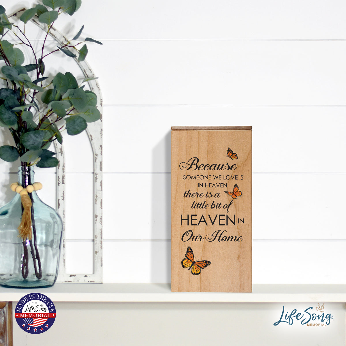 Engraved Wooden Funeral Urn Box for Human Ashes