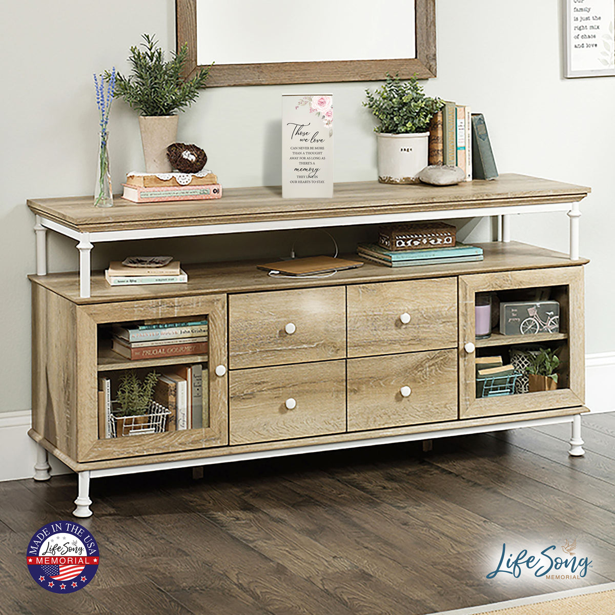 Engraved Wooden Funeral Urn Box for Human Ashes