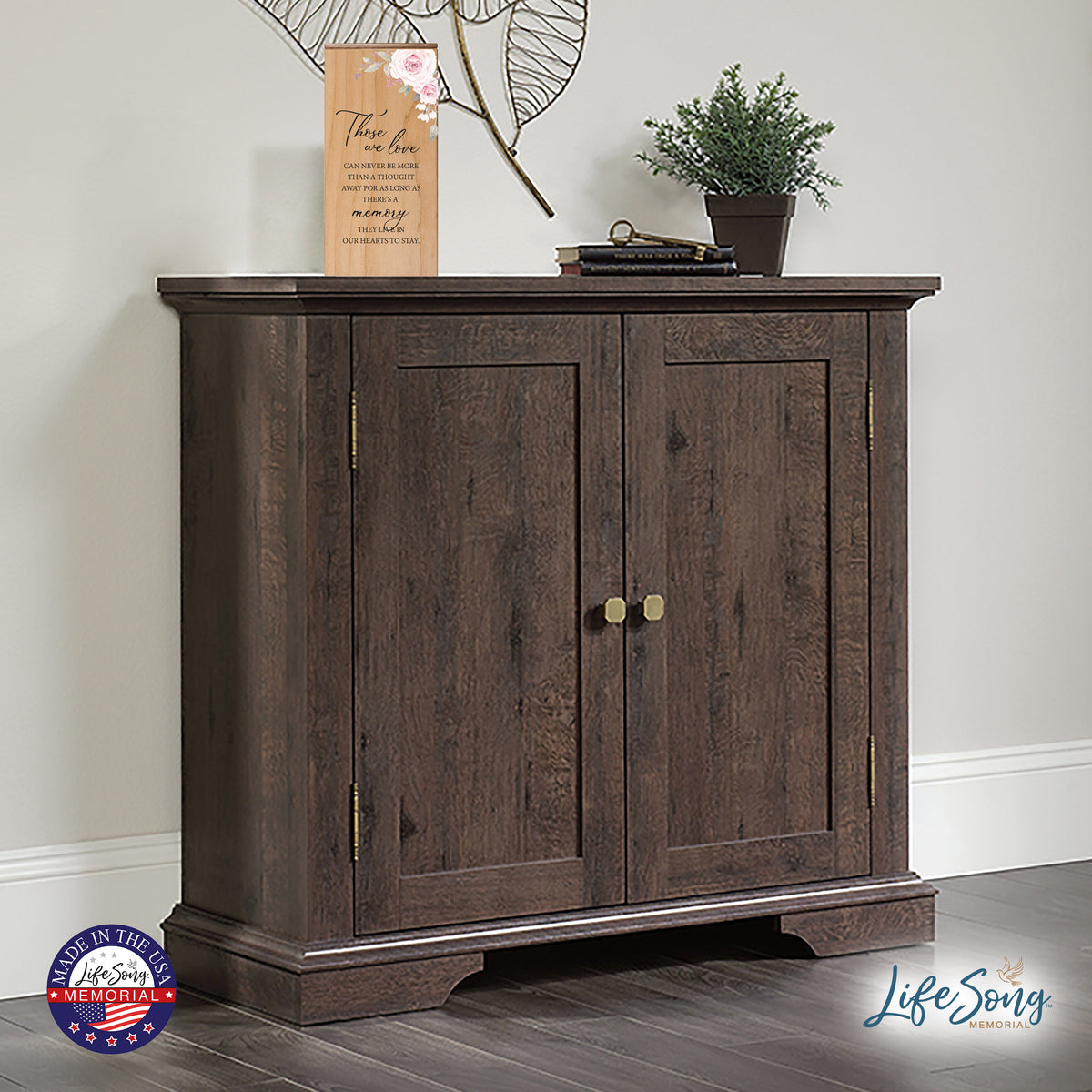 Engraved Wooden Funeral Urn Box for Human Ashes