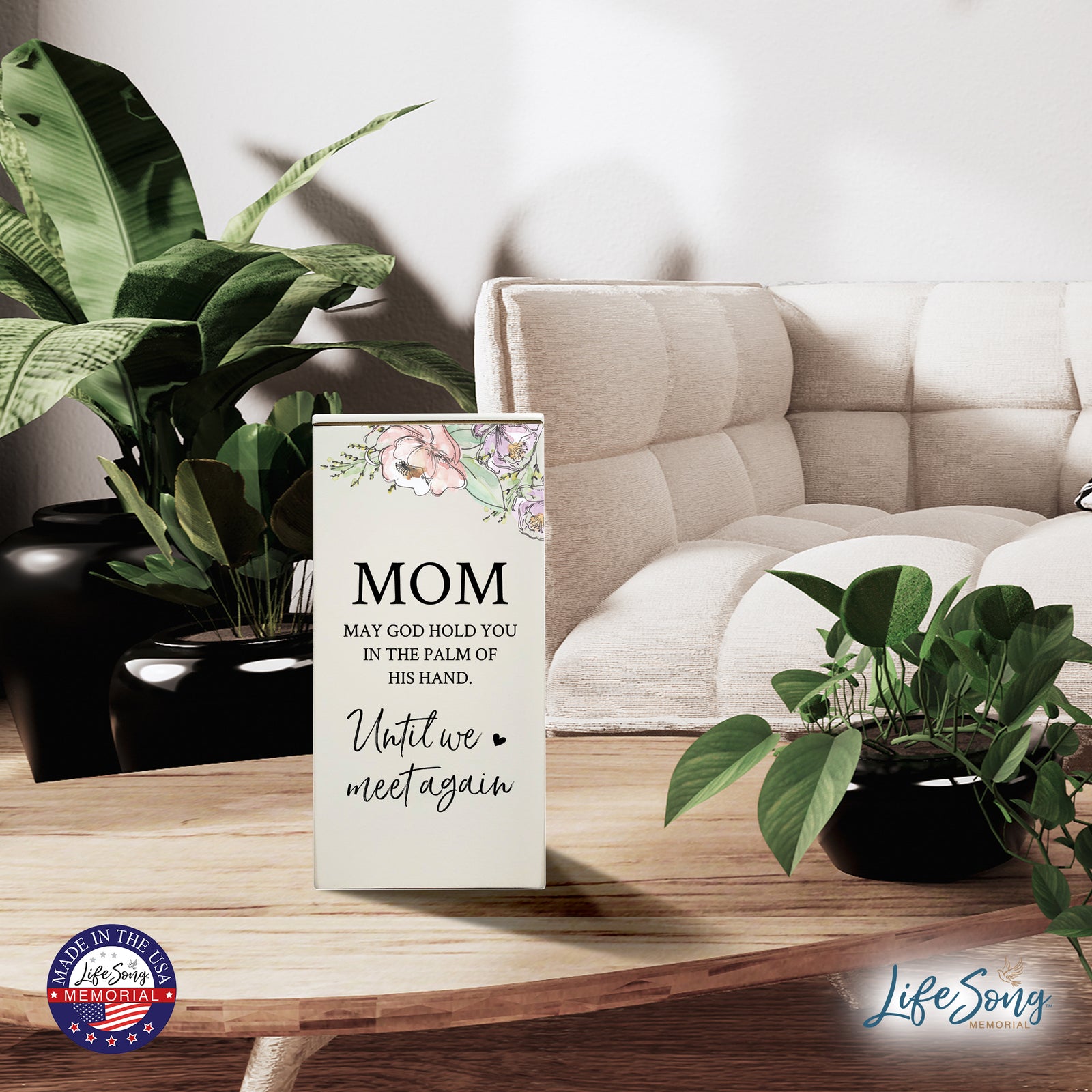 Engraved Wooden Funeral Urn Box for Human Ashes