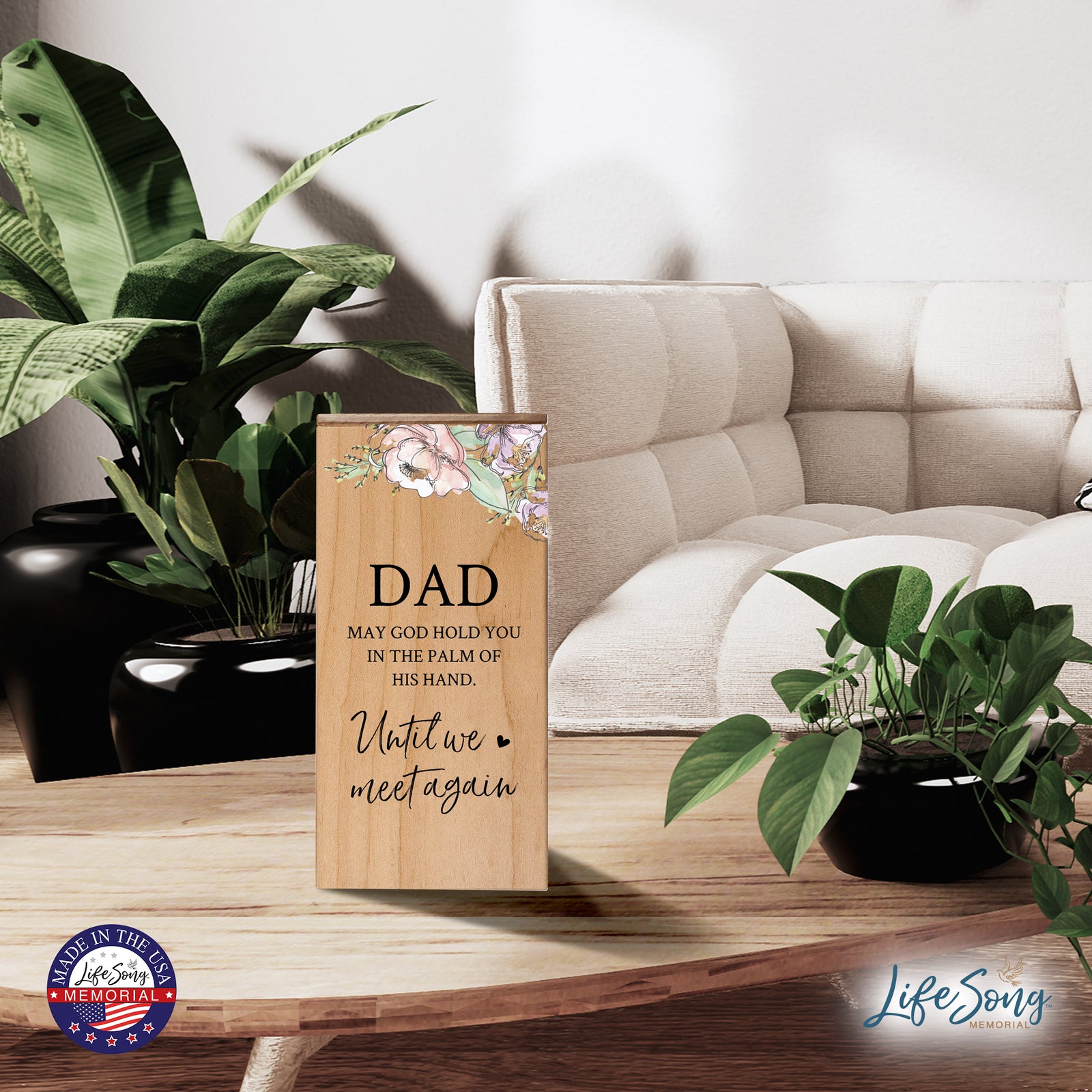 Engraved Wooden Funeral Urn Box for Human Ashes