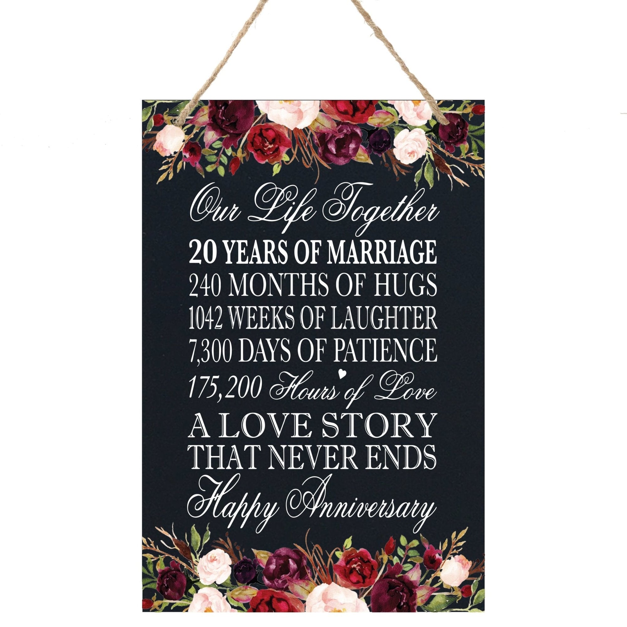 20th Wedding Anniversary Rope Sign - Our Life Together - LifeSong Milestones