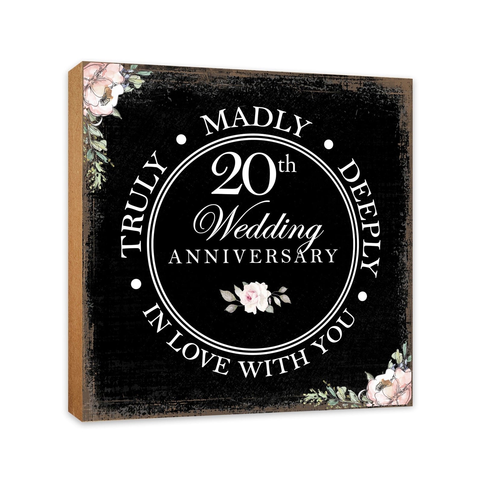 20th Wedding Anniversary Unique Shelf Decor and Tabletop Signs Gift for Couples - In Love With You - LifeSong Milestones