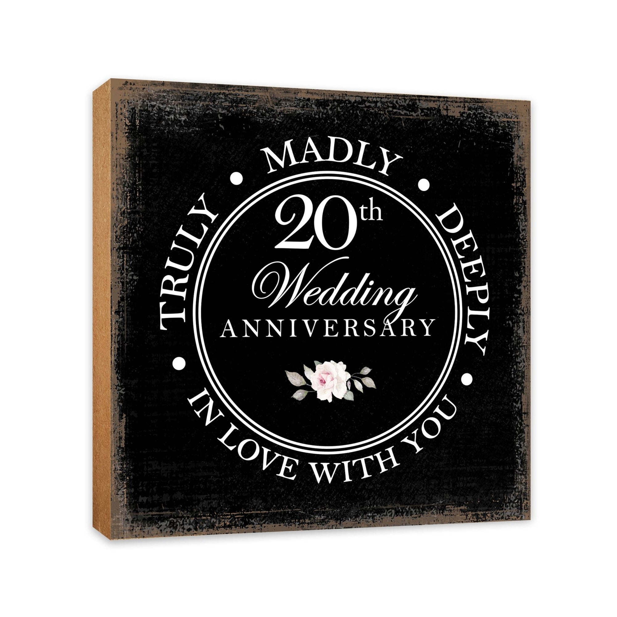 20th Wedding Anniversary Unique Shelf Decor and Tabletop Signs Gift for Couples - In Love With You - LifeSong Milestones