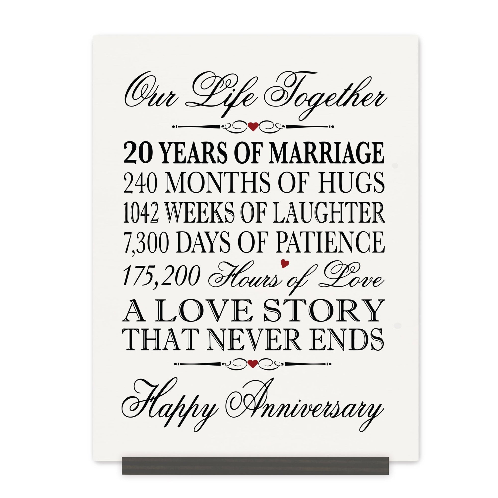 20th Wedding Anniversary Wall Plaque - Our Life Together - LifeSong Milestones