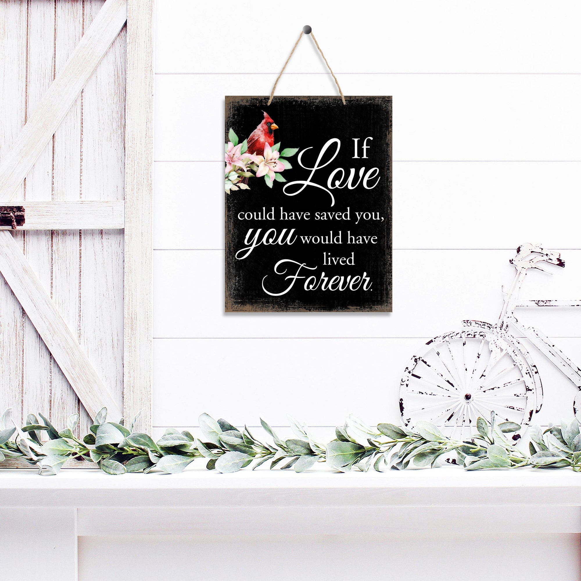 Wooden hanging memorial wall sign, a comforting reminder of the past, and a symbol of eternal love and remembrance.