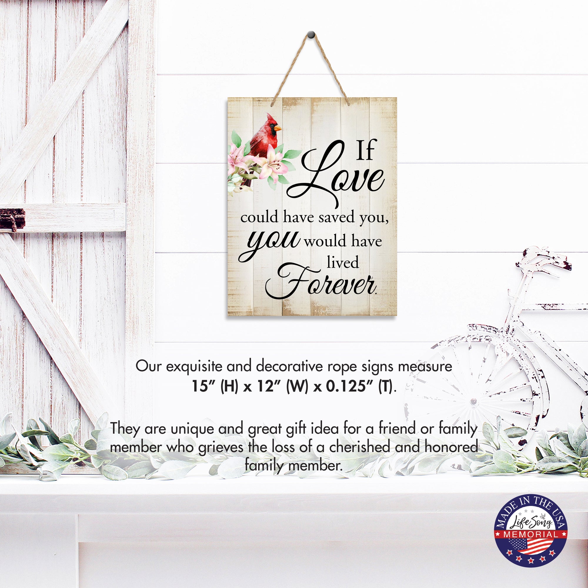 Wooden Hanging Memorial Wall Signs for Bereavement Gifts