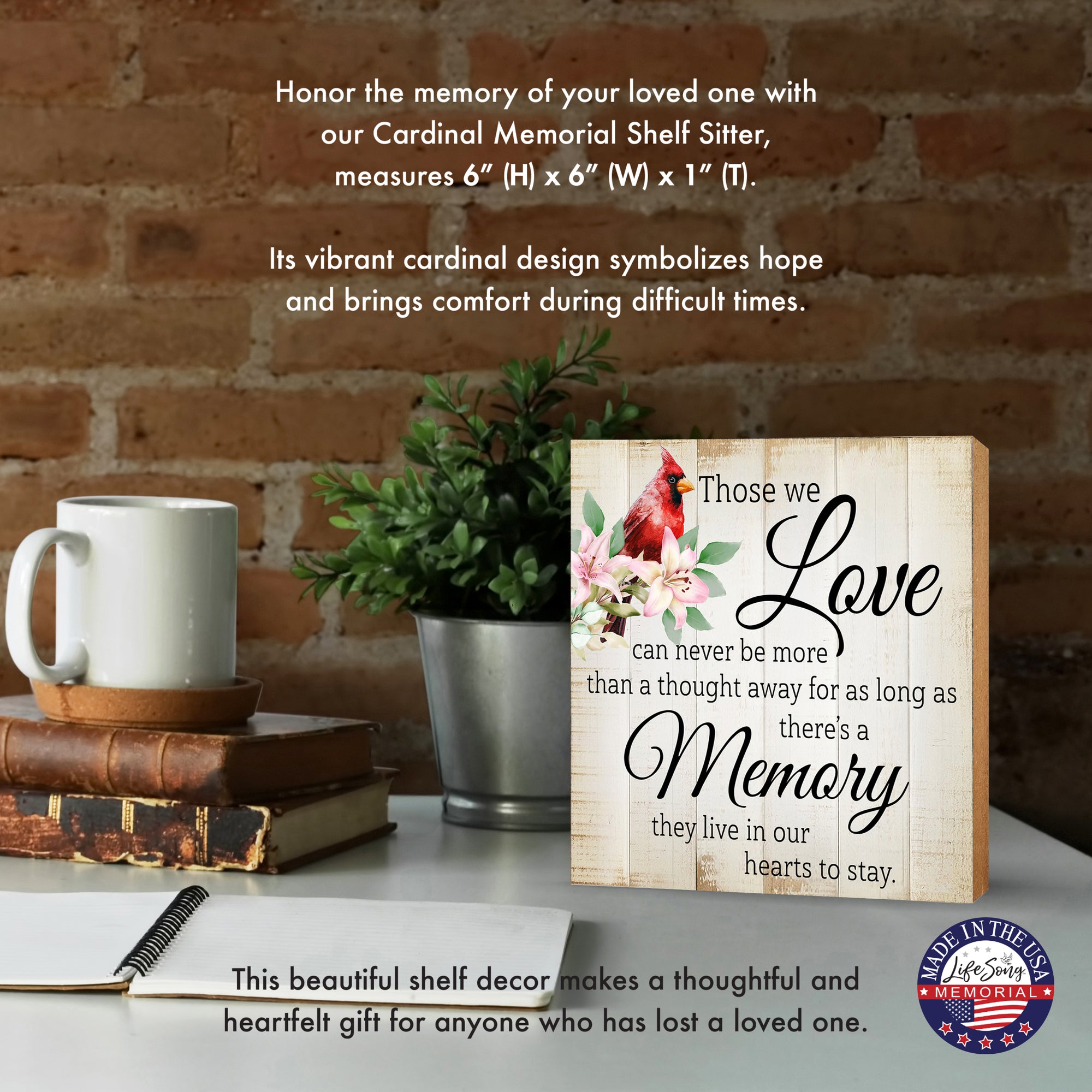Wooden Memorial Shelf Décor and Tabletop Signs for Loss of Loved One