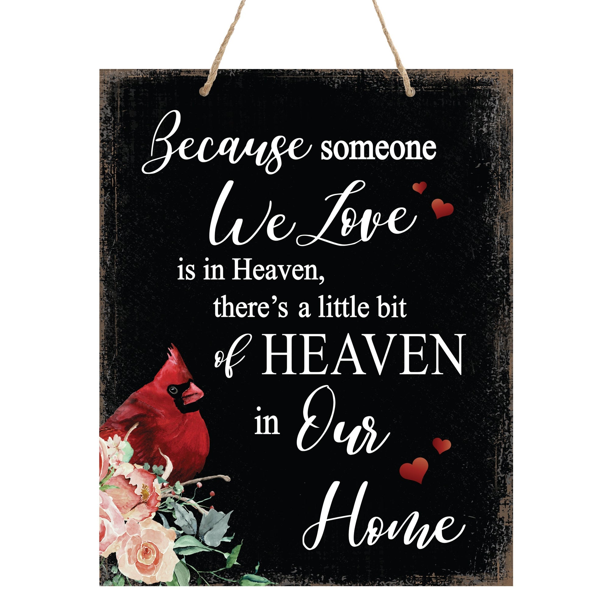 A wooden memorial ribbon sign featuring a cardinal ribbon, perfect for memorial decorations and loved one memorial gifts.