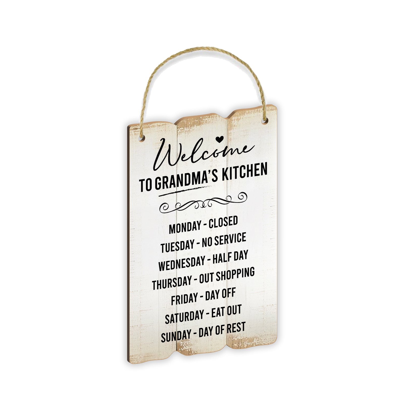Welcome Grandma’s Kitchen Inspirational Wooden Wall Hanging Shaped Rope Sign Kitchen Home Décor
