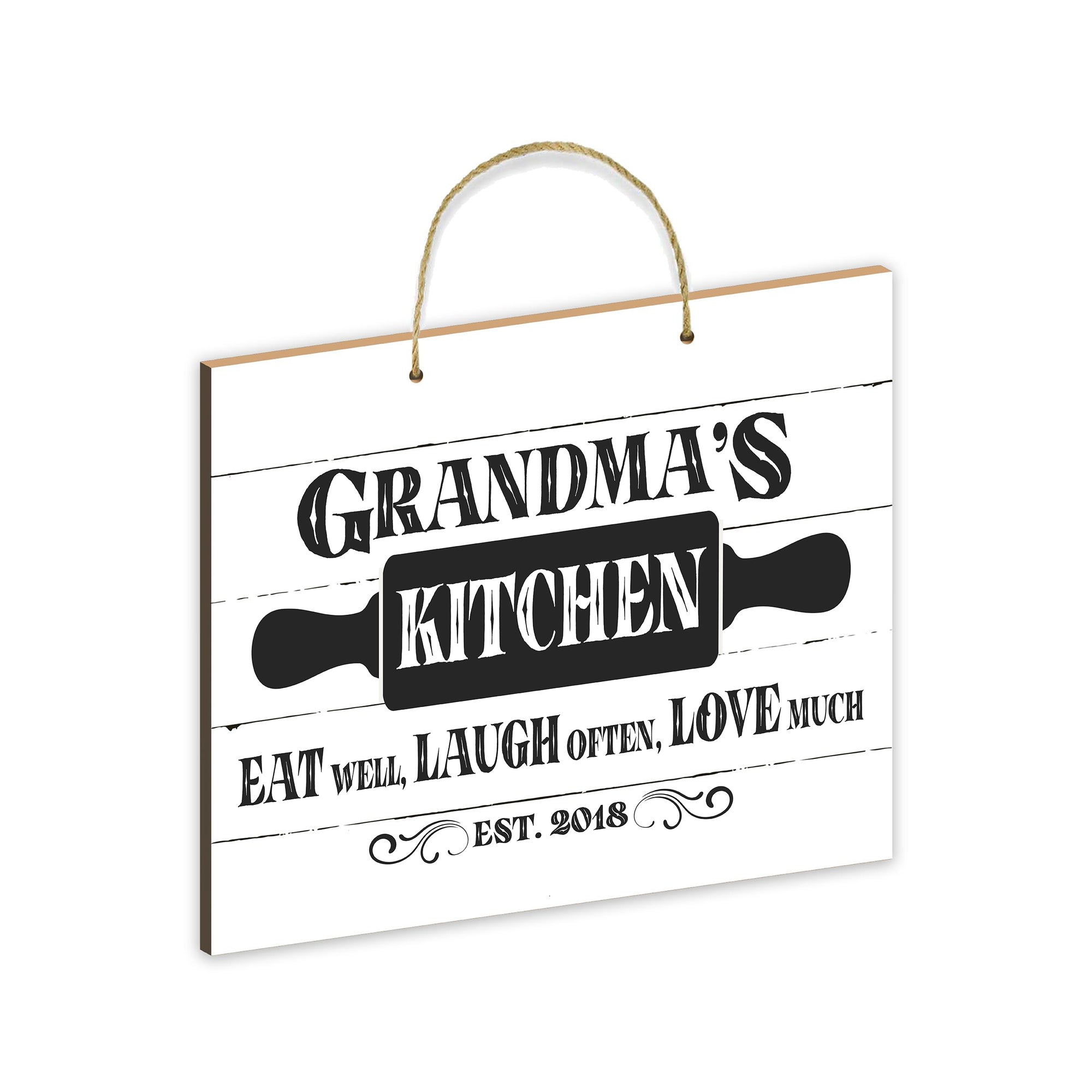 Rustic-Inspired Wooden Wall Hanging Rope Sign For Kitchen & Home Décor - Eat Well, Laugh Often, Love Much