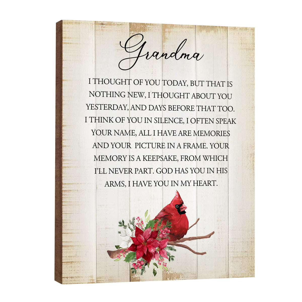 A wooden memorial wall plaque with a cardinal design - Lifesong Milestones Cardinal Memorial Wooden Wall Plaque for Home Decorations.
