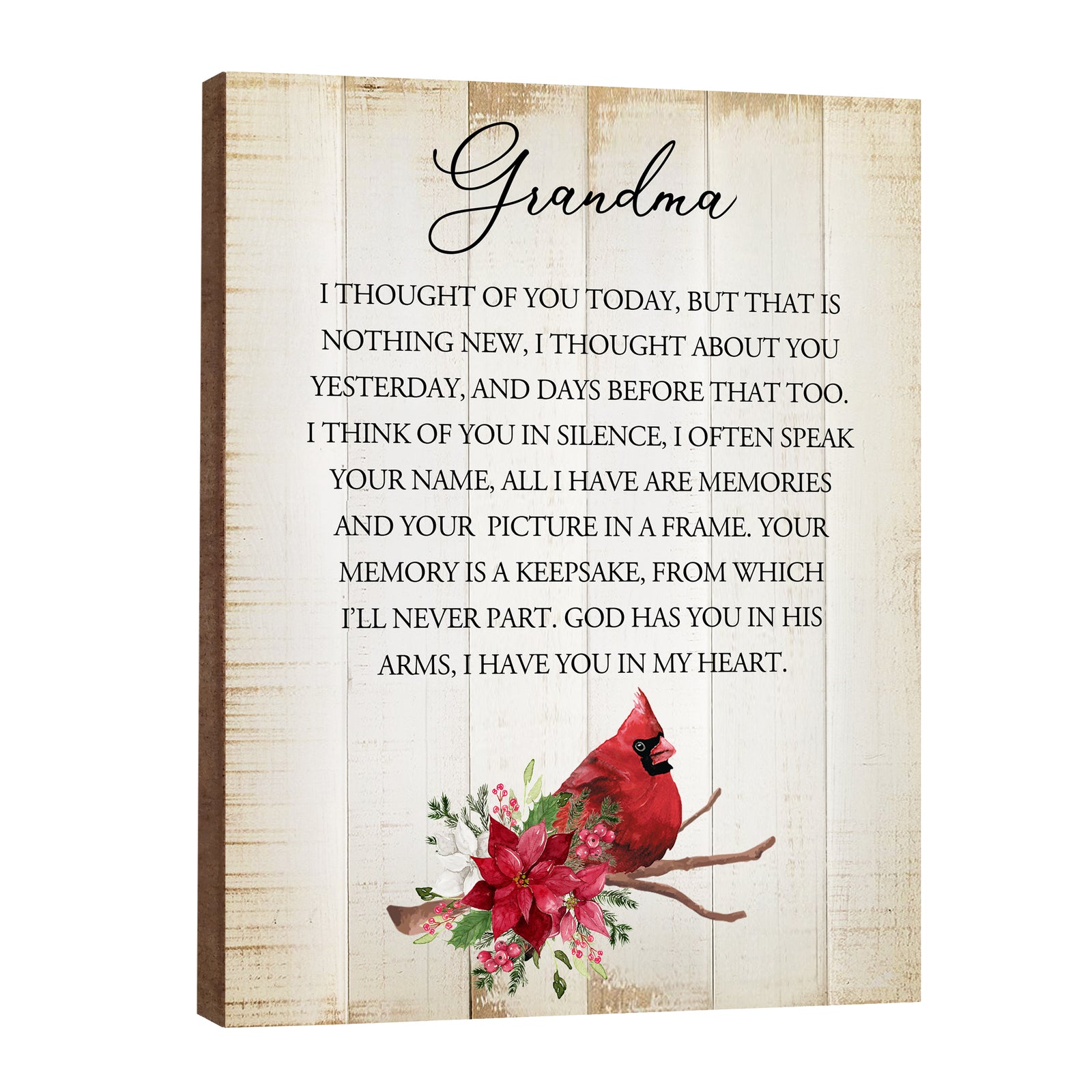 A wooden memorial wall plaque with a cardinal design - Lifesong Milestones Cardinal Memorial Wooden Wall Plaque for Home Decorations.