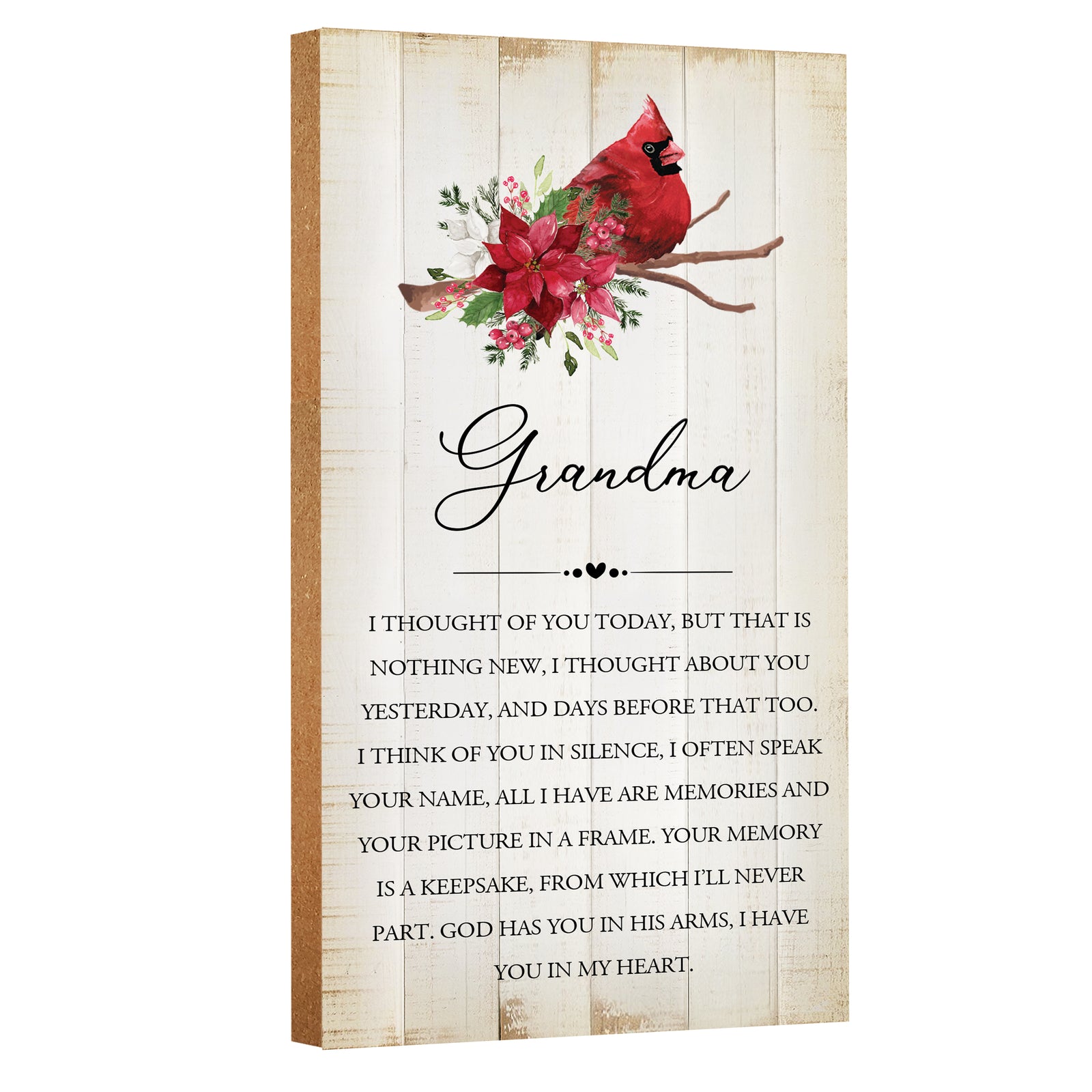 A wooden memorial wall plaque with a cardinal design - Lifesong Milestones Cardinal Memorial Wooden Wall Plaque for Home Decorations.