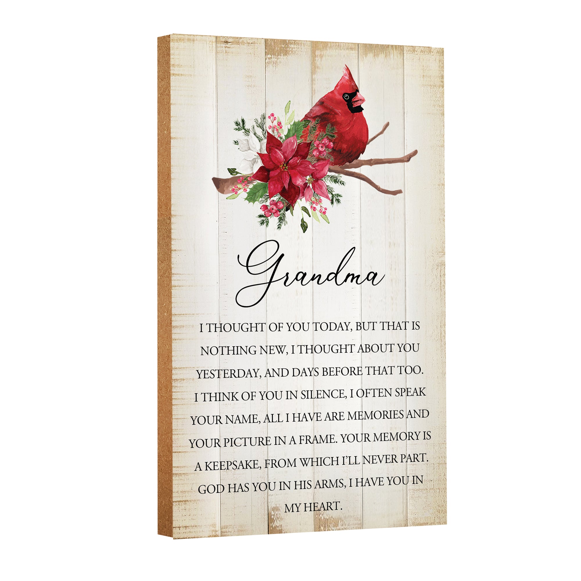 A wooden memorial wall plaque with a cardinal design - Lifesong Milestones Cardinal Memorial Wooden Wall Plaque for Home Decorations.