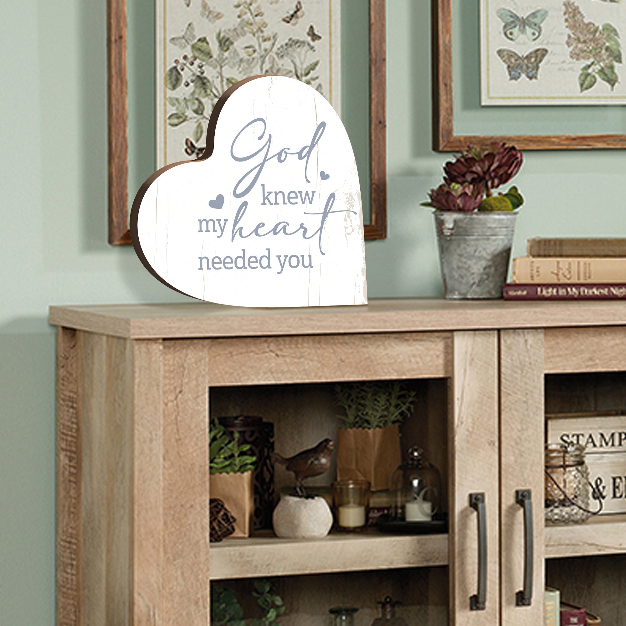 Heartfelt home decorations with an inspirational tabletop decoration.