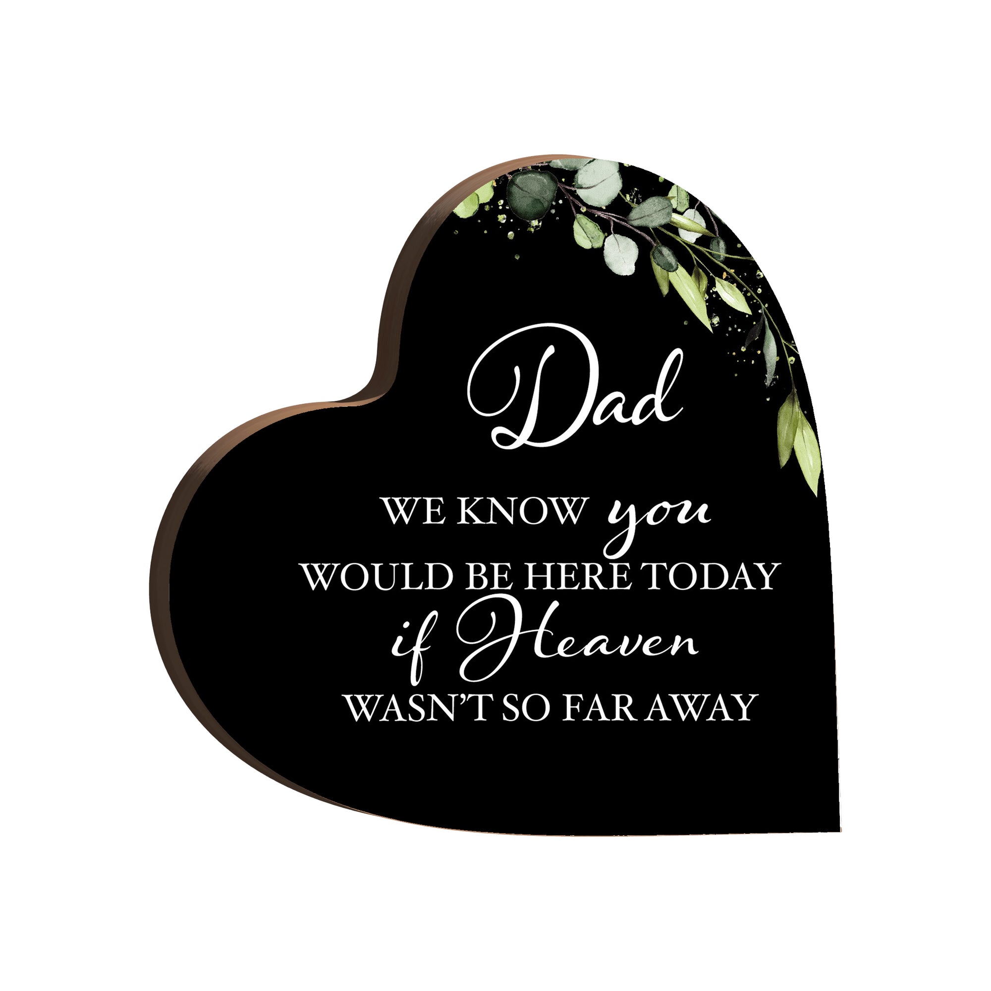 Elegant memorial decorations - Wooden heart block sign to commemorate loved ones.