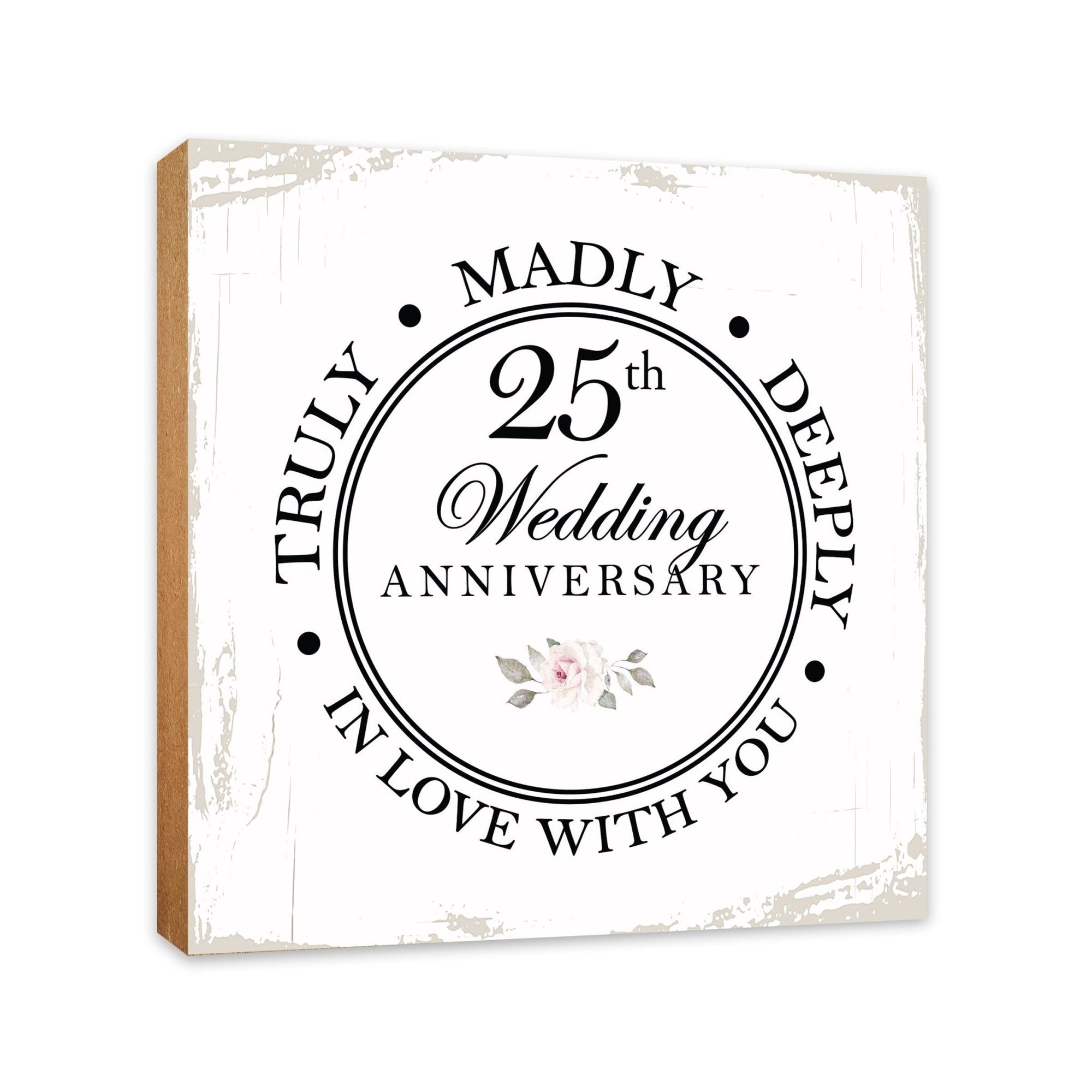25th Wedding Anniversary Unique Shelf Decor and Tabletop Signs Gift for Couples - In Love With You - LifeSong Milestones