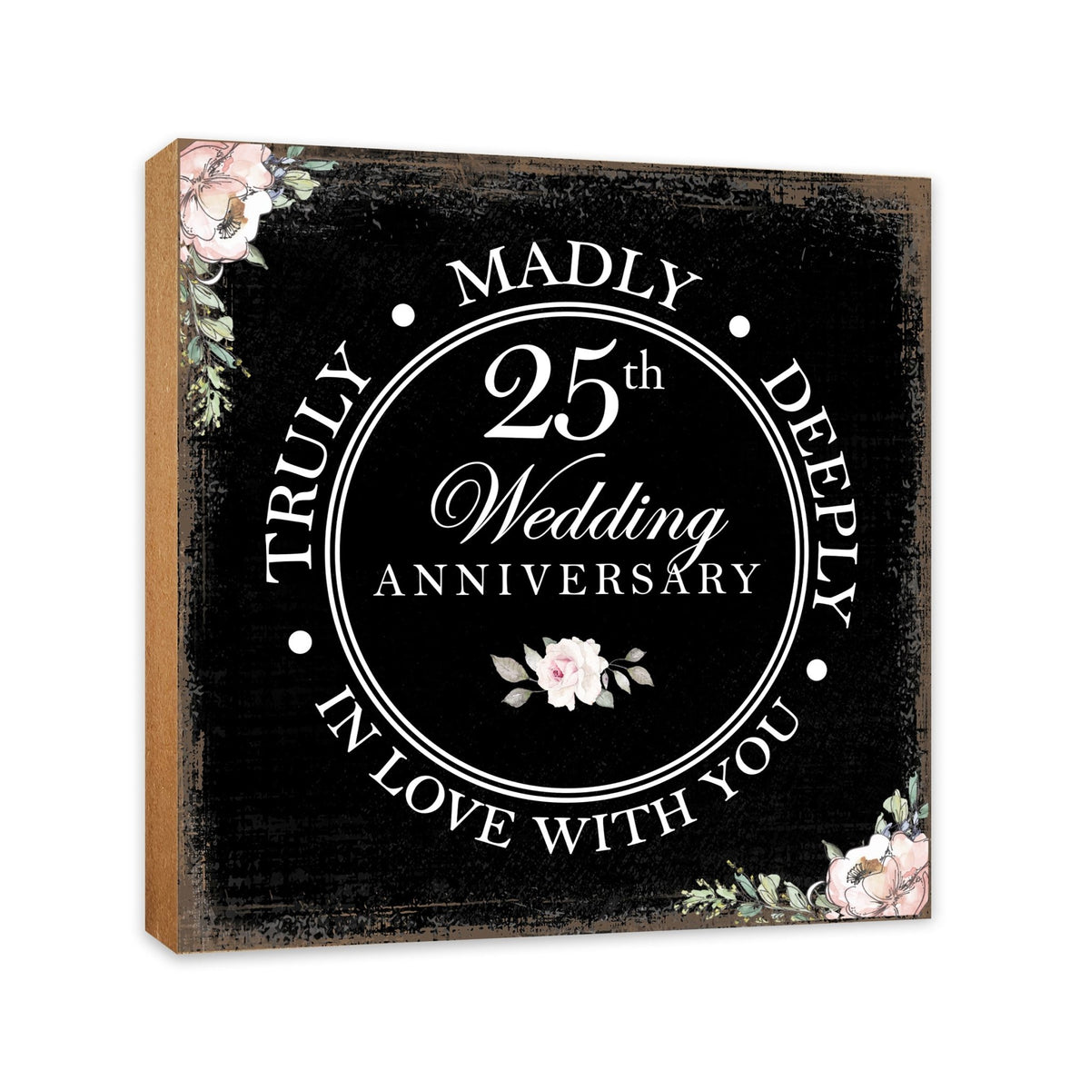 25th Wedding Anniversary Unique Shelf Decor and Tabletop Signs Gift for Couples - In Love With You - LifeSong Milestones