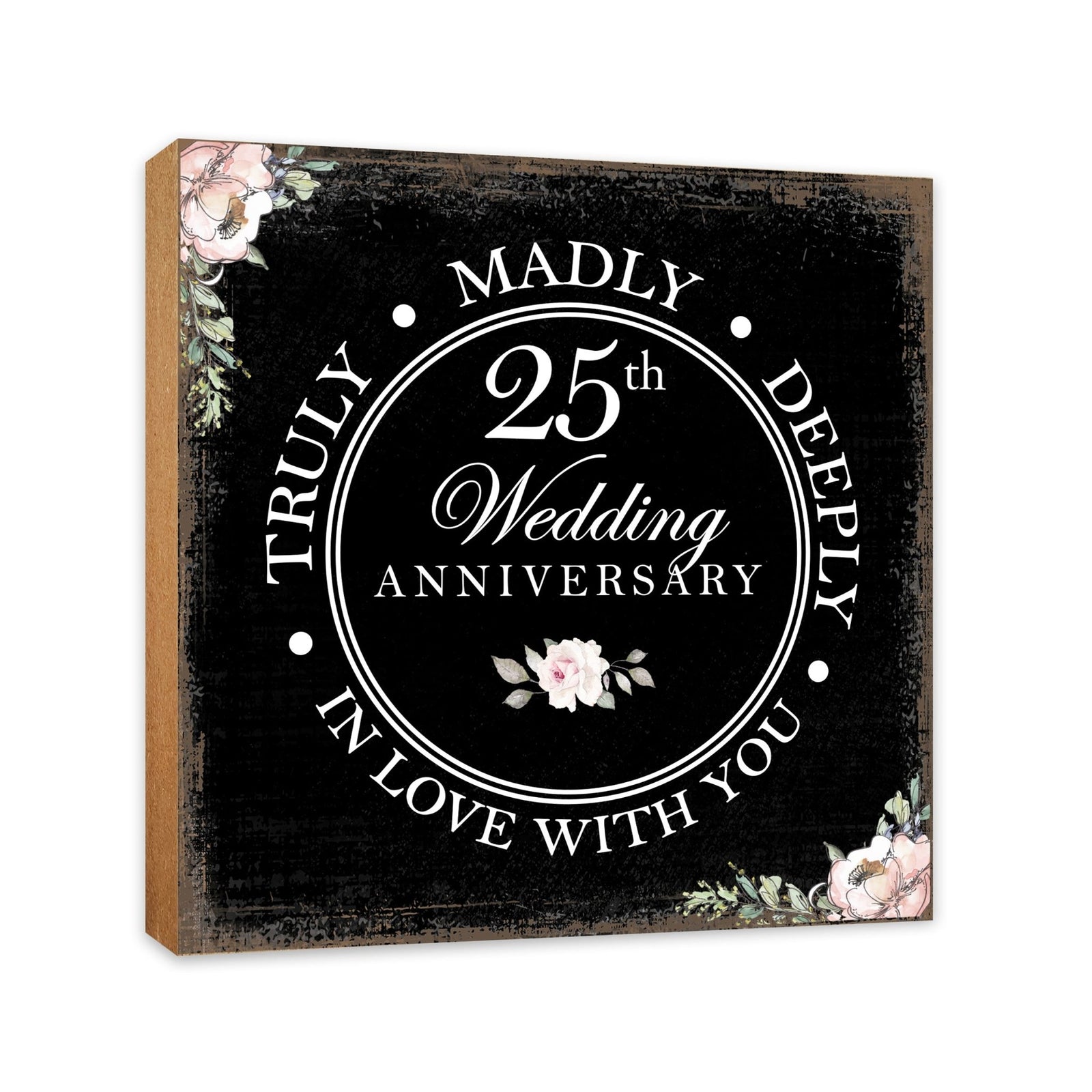 25th Wedding Anniversary Unique Shelf Decor and Tabletop Signs Gift for Couples - In Love With You - LifeSong Milestones