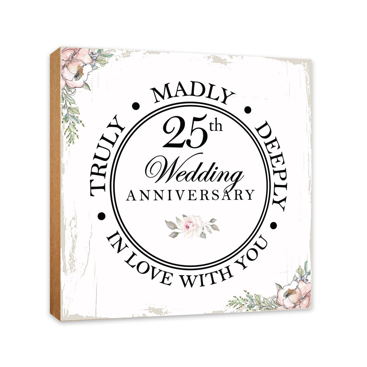 25th Wedding Anniversary Unique Shelf Decor and Tabletop Signs Gift for Couples - In Love With You - LifeSong Milestones