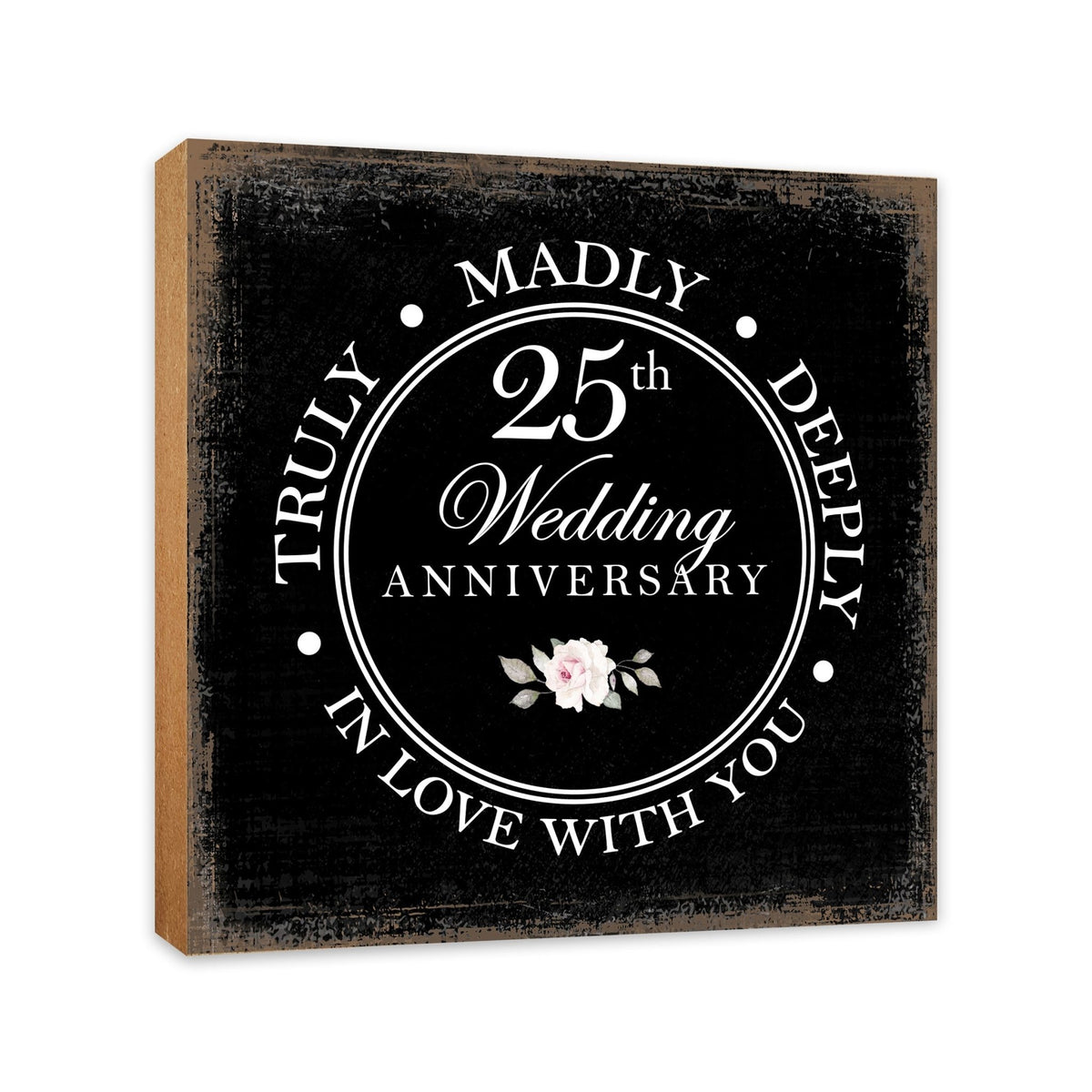 25th Wedding Anniversary Unique Shelf Decor and Tabletop Signs Gift for Couples - In Love With You - LifeSong Milestones