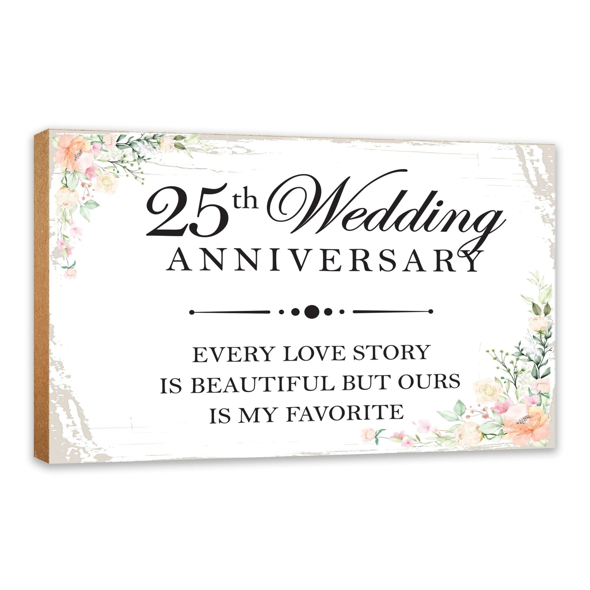 25th Wedding Anniversary Unique Shelf Decor and Tabletop Signs Gifts for Couples - Every Love Story - LifeSong Milestones