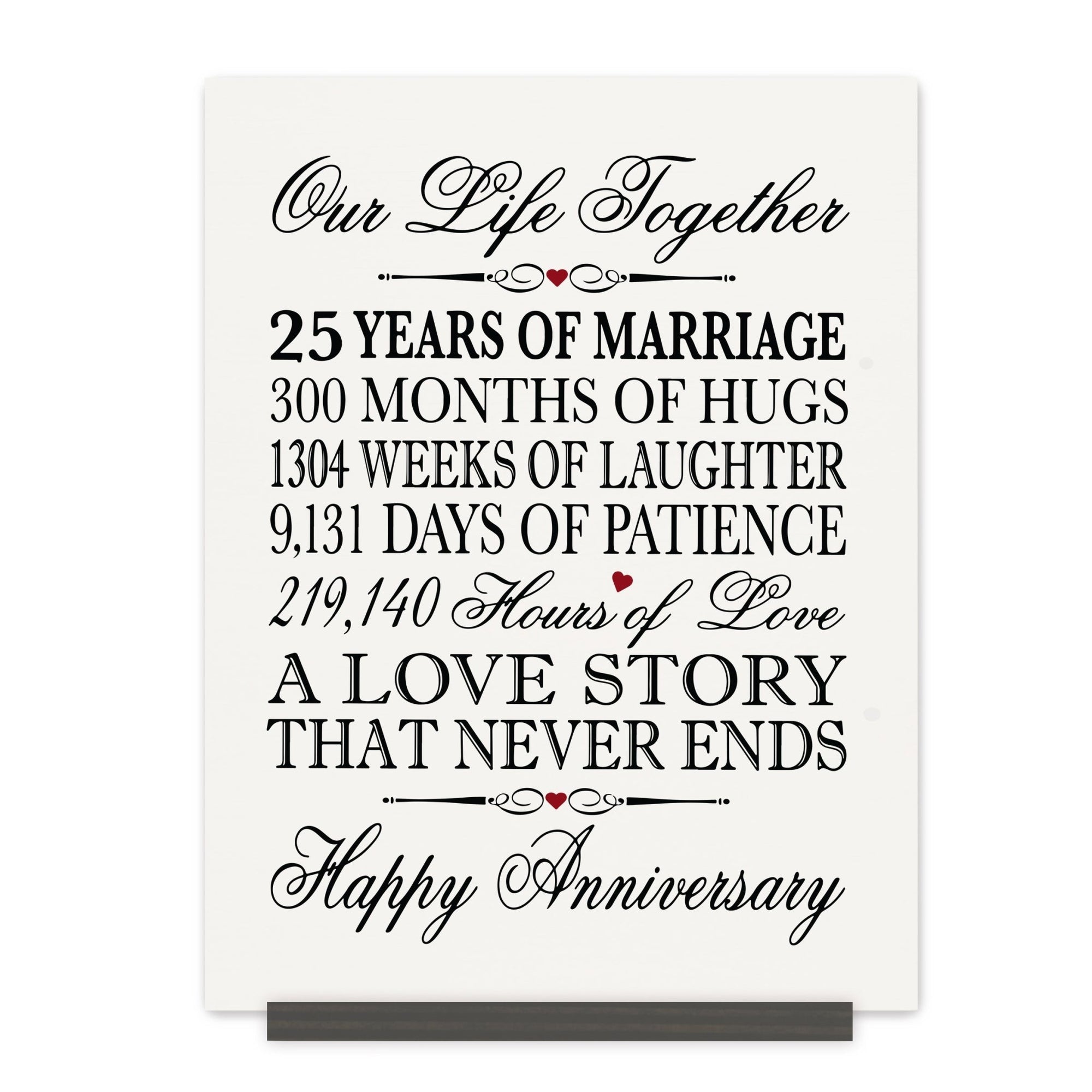 25th Wedding Anniversary Wall Plaque - Our Life Together - LifeSong Milestones