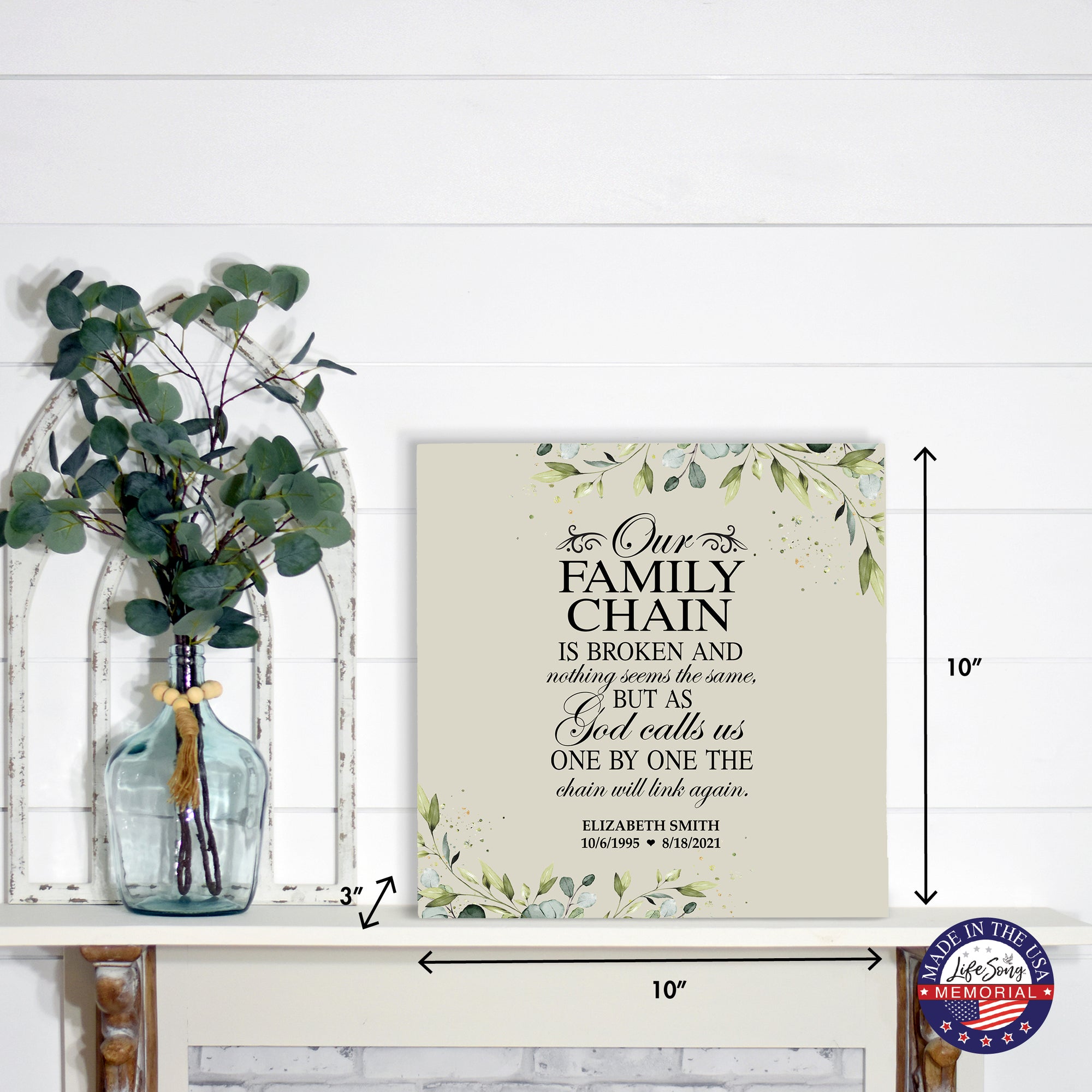 Timeless Human Memorial Shadow Box Urn With Inspirational Verse in Ivory - Our Family Chain