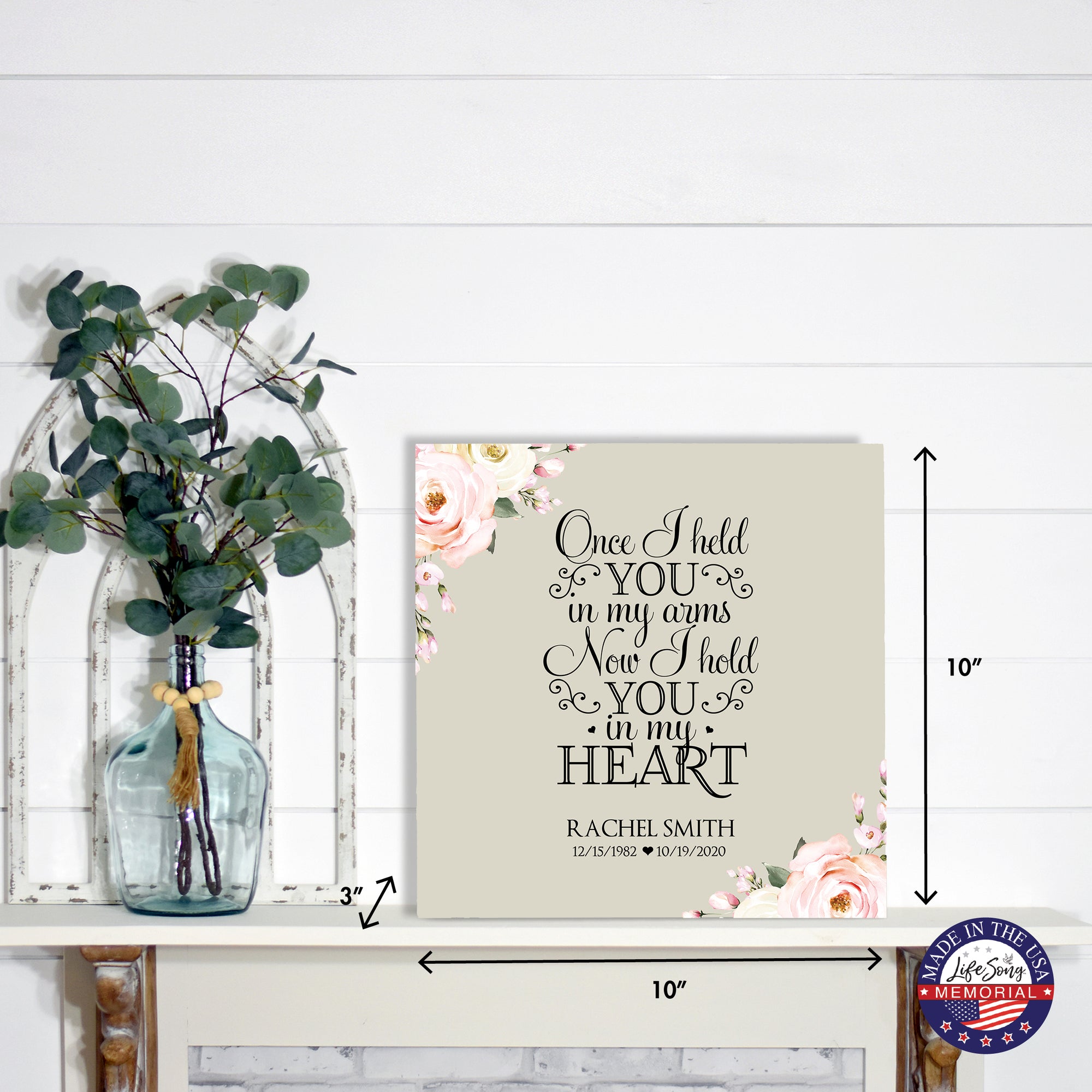 Timeless Human Memorial Shadow Box Urn With Inspirational Verse in Ivory - Once I Held You